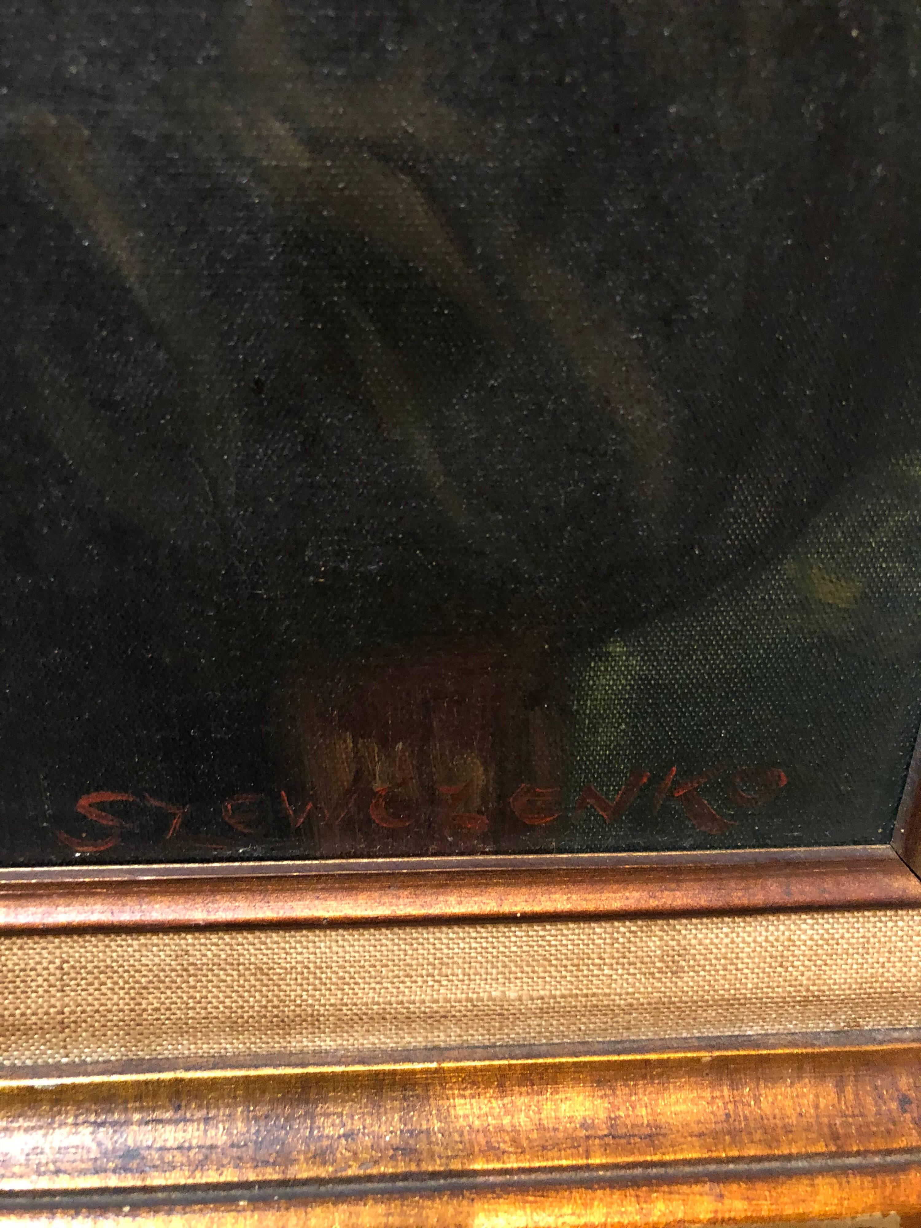 Arte judío polaco, El rabino, Pintura al óleo judaica - Portrait Painting Negro de KONSTANTY SZEWCZENKO