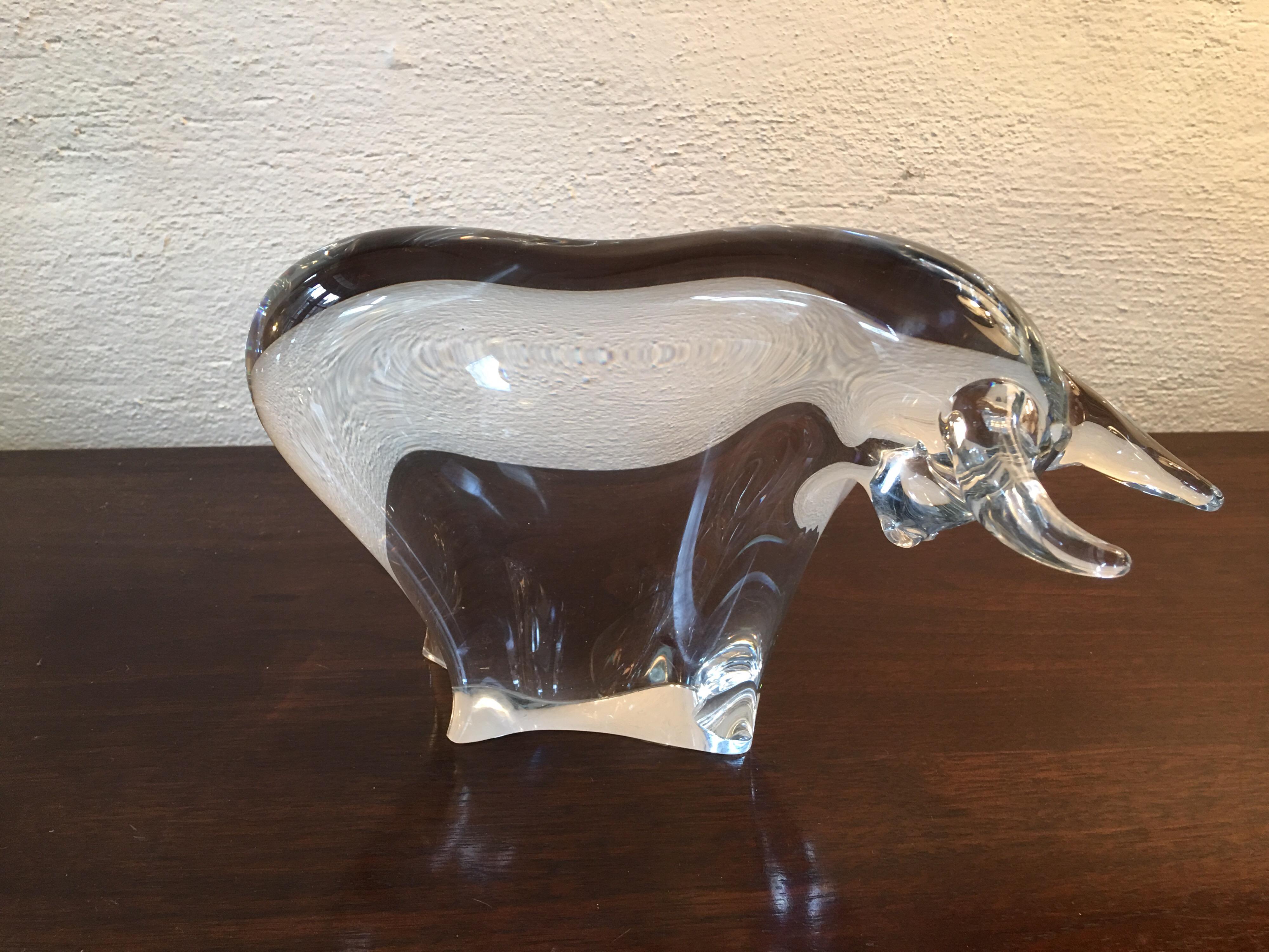 Mid-Century Modern Konstglas Sweden Art Glass Bull