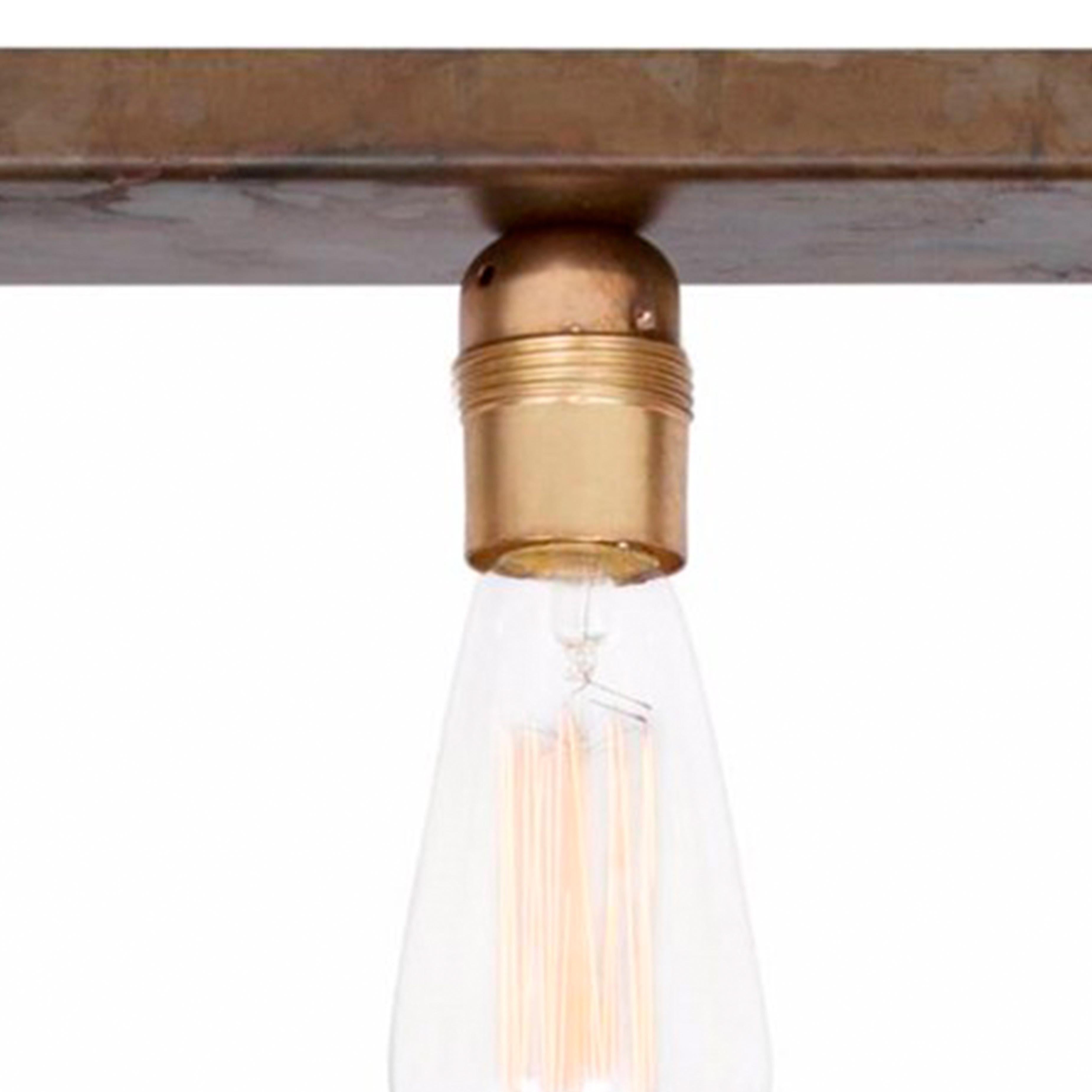Swedish Konsthantverk 3406-6 Raad Raw Brass and Oxidized Iron Ceiling Lamp For Sale
