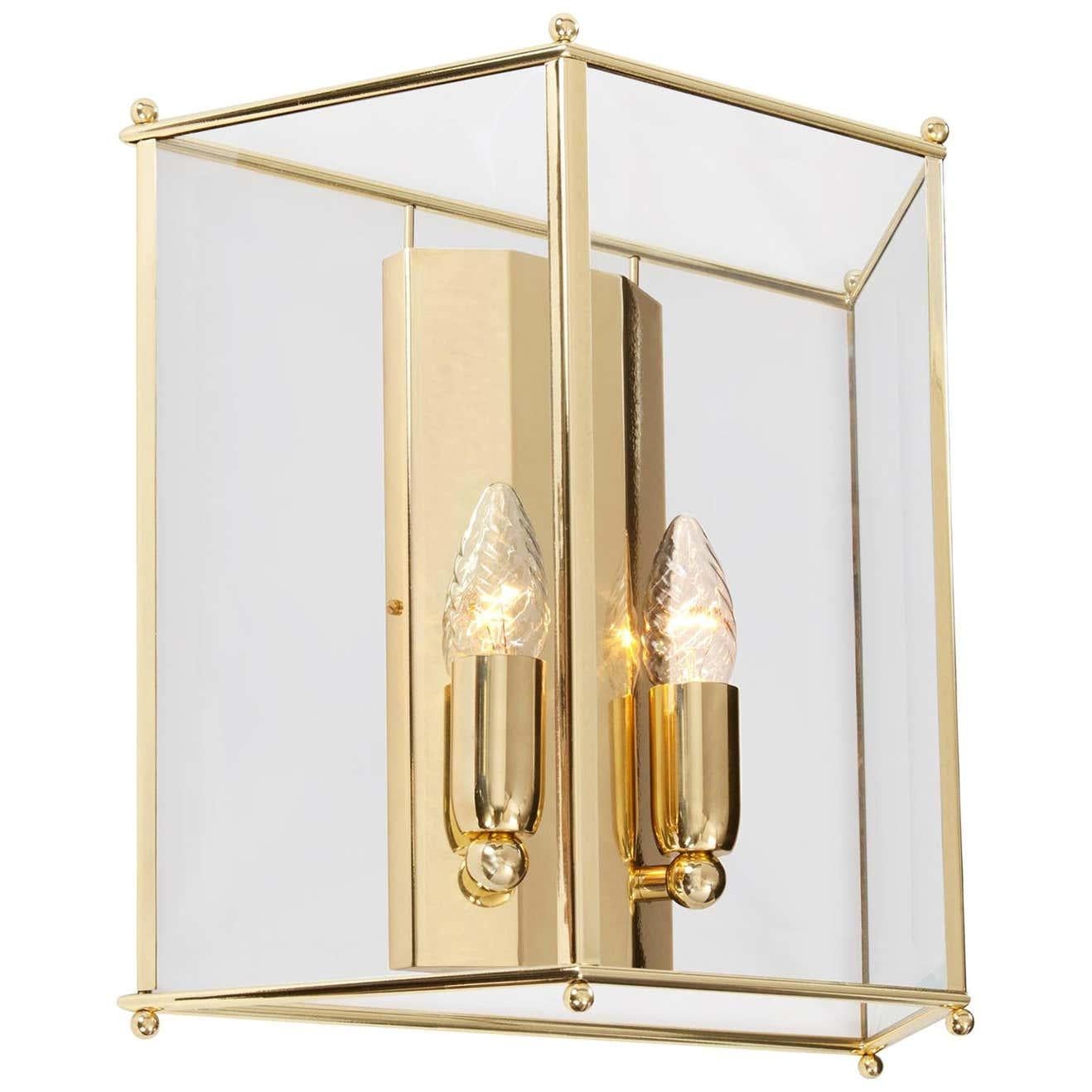 Contemporary Konsthantverk Glimminge Brushed Brass Large Wall Lamp For Sale