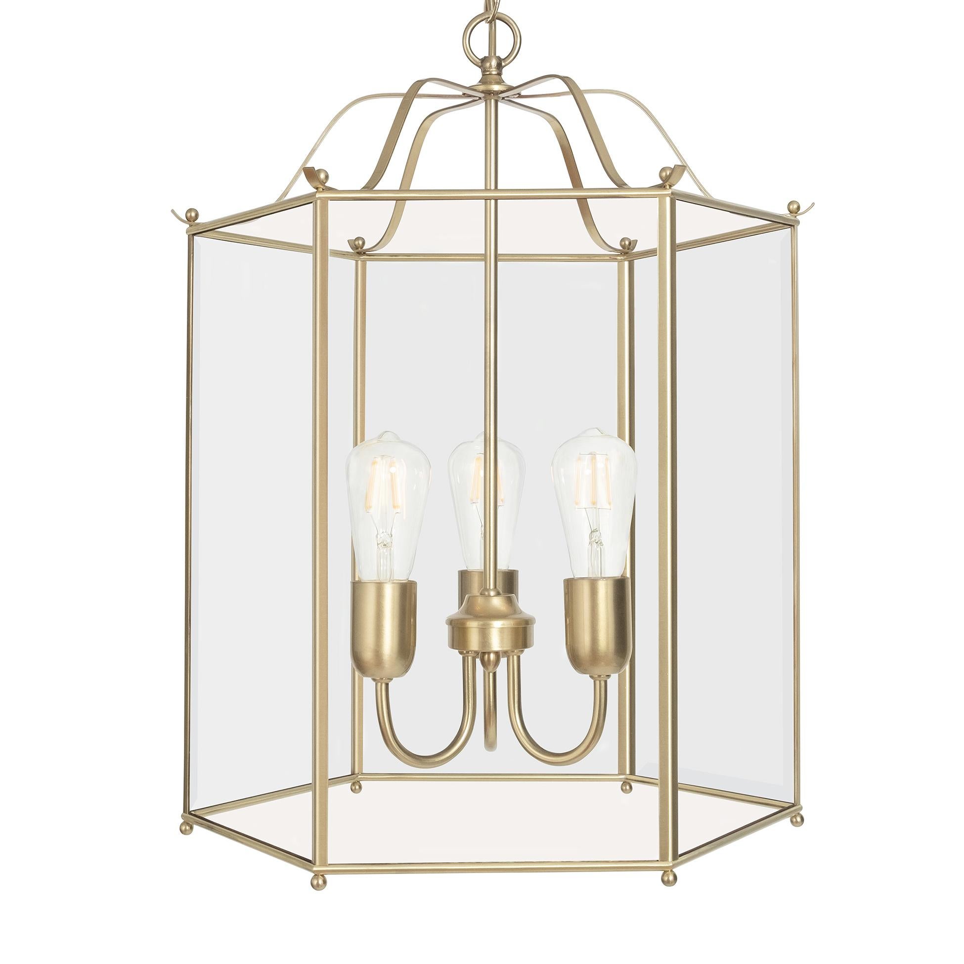 Swedish Konsthantverk Glimminge Large 3 Arms Brass Ceiling Lamp For Sale