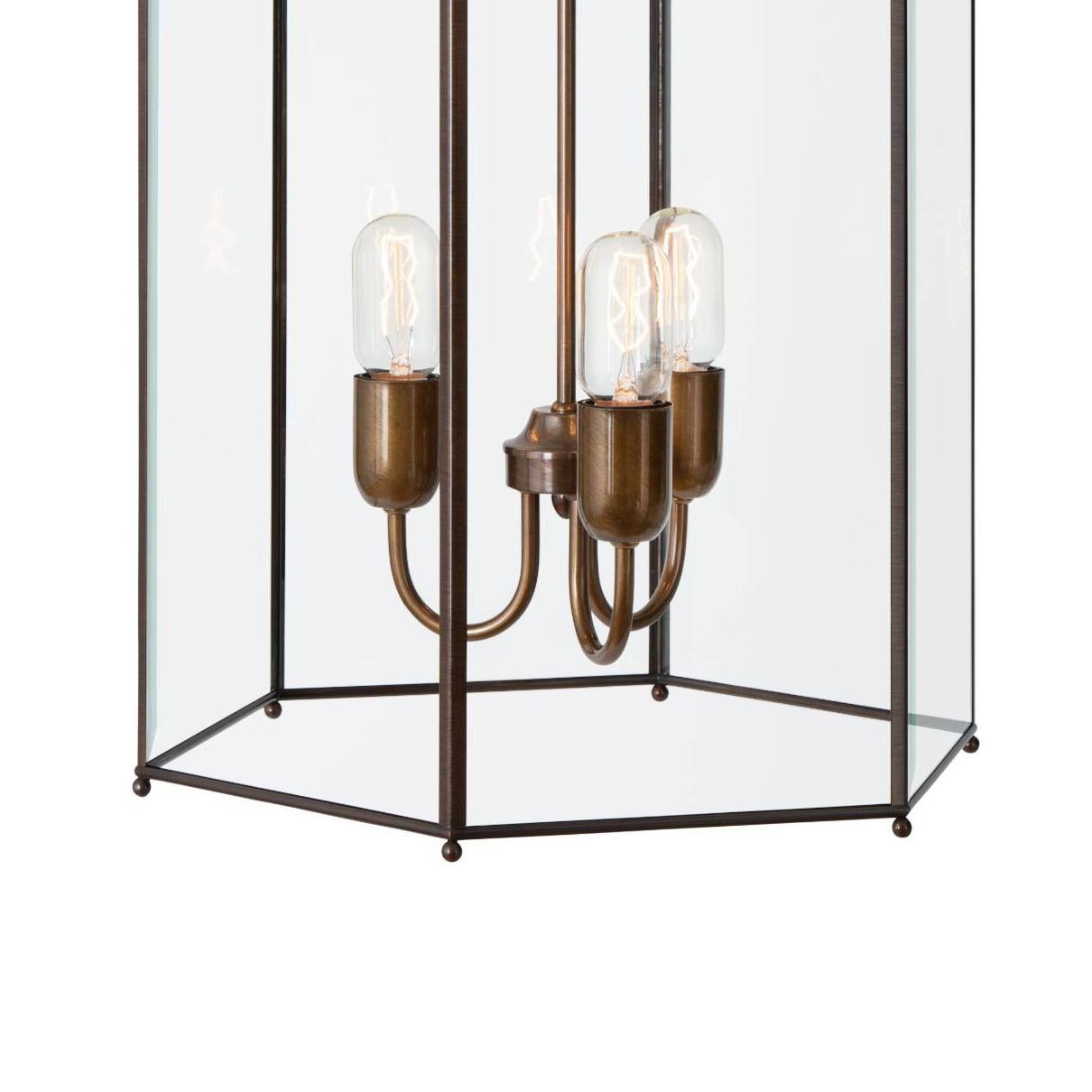Scandinavian Modern Konsthantverk Glimminge Large 3 Arms Oxideized Brass Ceiling Lamp For Sale