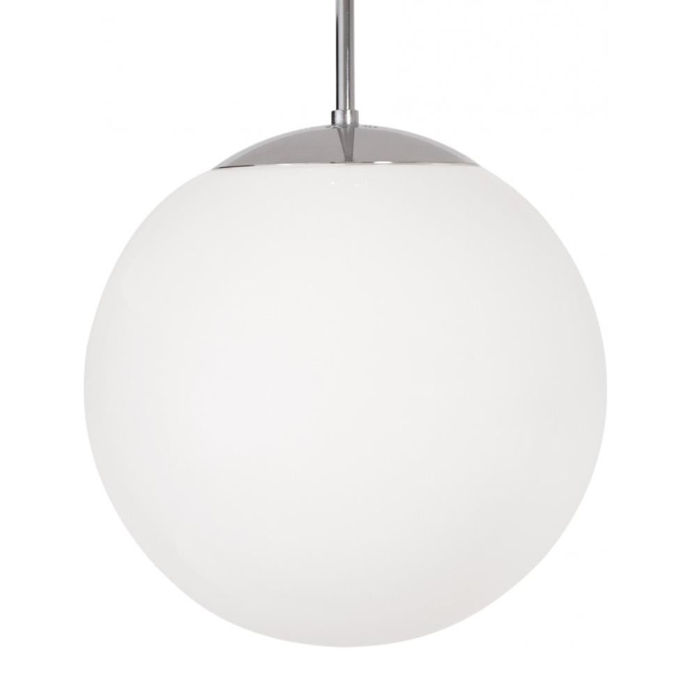 Ceiling lamp model glob designed by Konsthantverk and manufactured by themselves.

Incredibly beautiful in all its simplicity. Available in several different varieties and sizes. Raw brass or chrome combined with matte white opal glass. Available in