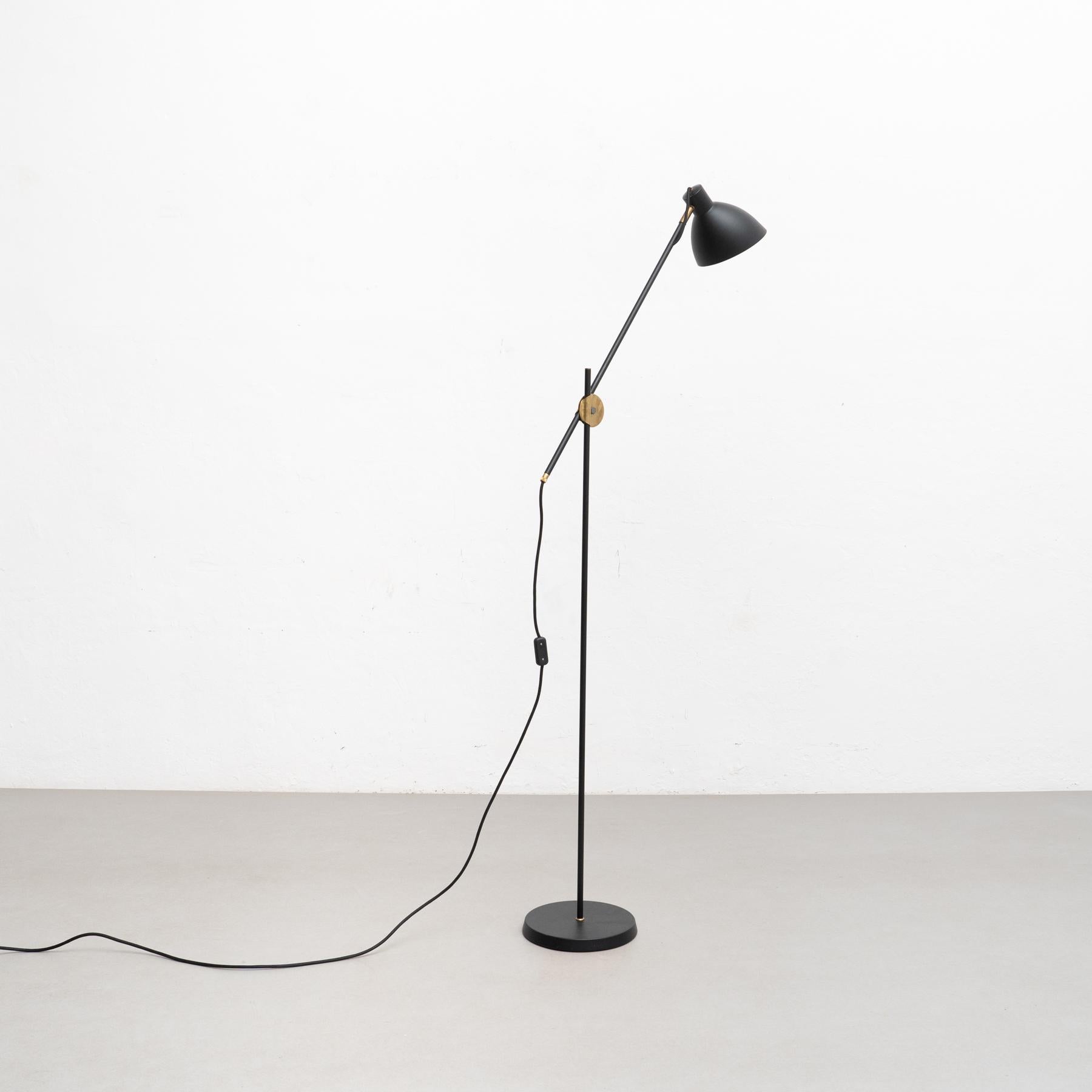 Contemporary Konsthantverk KH#1 Black Raw Brass Floor Lamp For Sale
