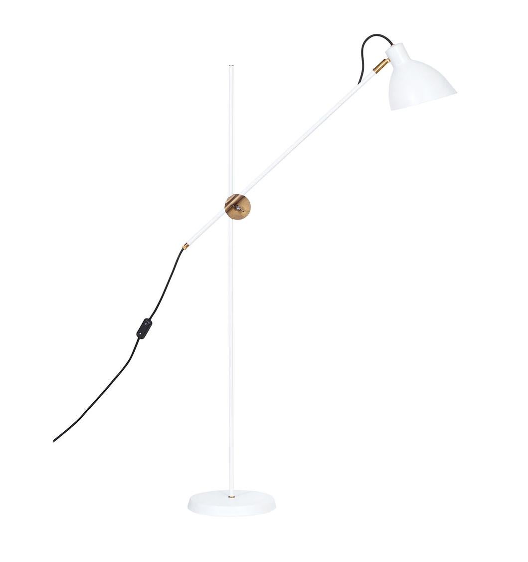 Konsthantverk KH#1 White Raw Brass Floor Lamp In New Condition For Sale In Barcelona, Barcelona