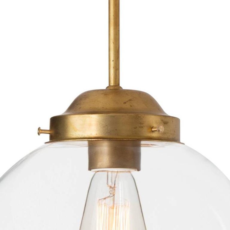 Swedish Konsthantverk Pendant Globe Raw Brass Clear Glass Ceiling Lamp