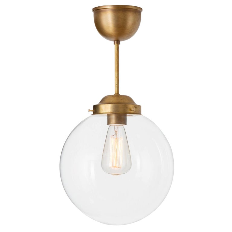 Contemporary Konsthantverk Pendant Globe Raw Brass Clear Glass Ceiling Lamp