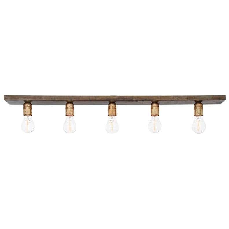 Contemporary Konsthantverk Raad Raw Brass and Oxidized Iron Ceiling Lamp For Sale