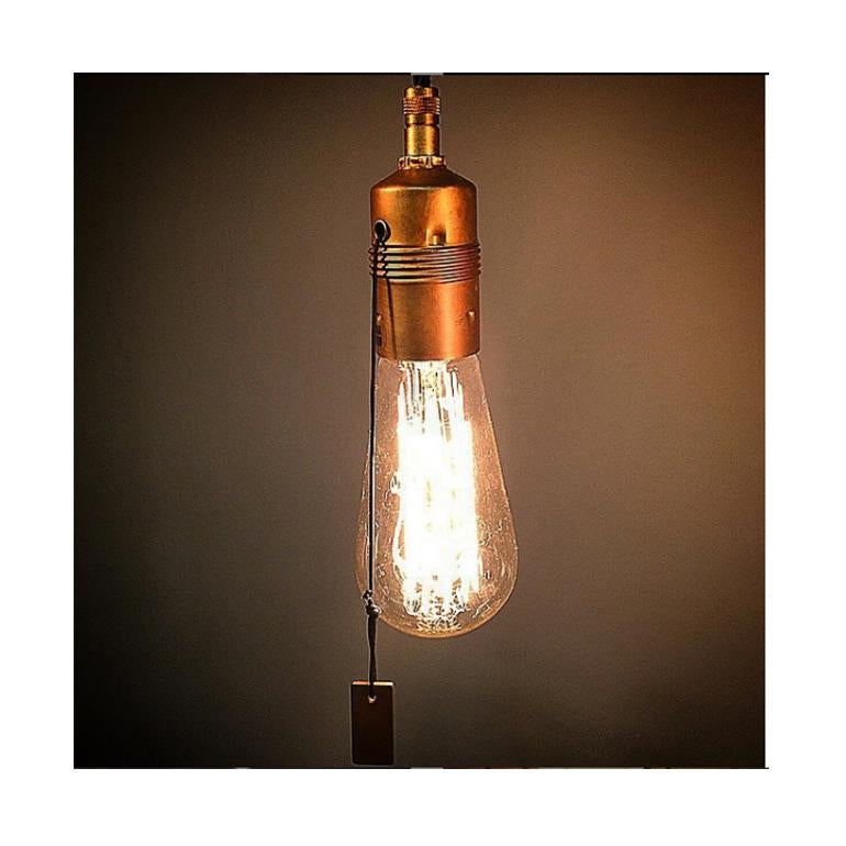 Scandinavian Modern Konsthantverk Singel Raw Brass Ceiling Lamp For Sale