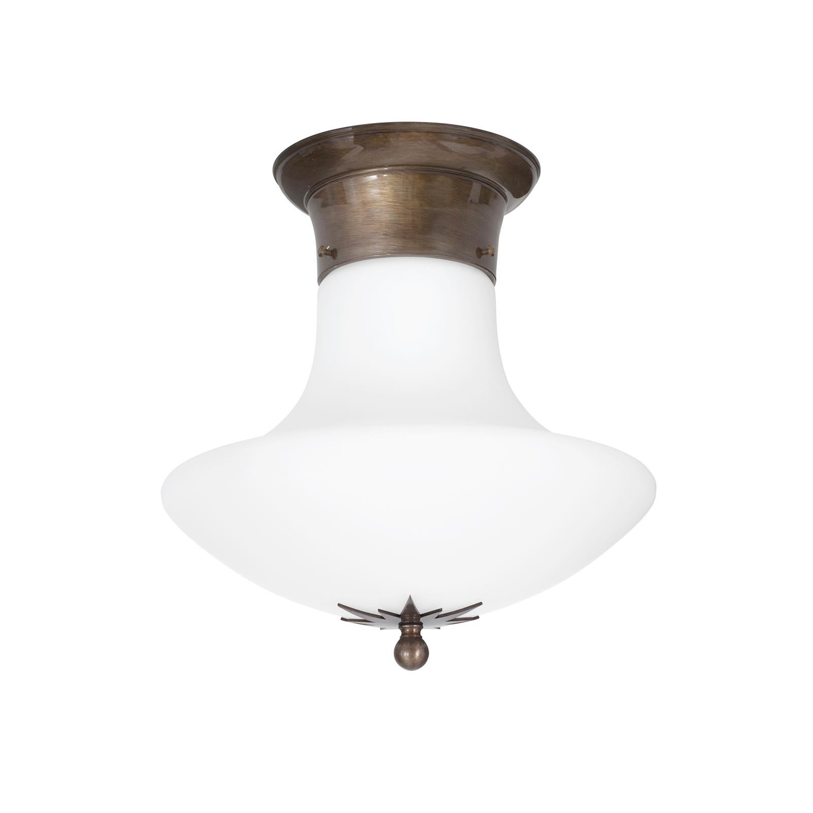 Swedish Konsthantverk Stoby Oxide D40 Opal Glass Ceiling Lamp For Sale