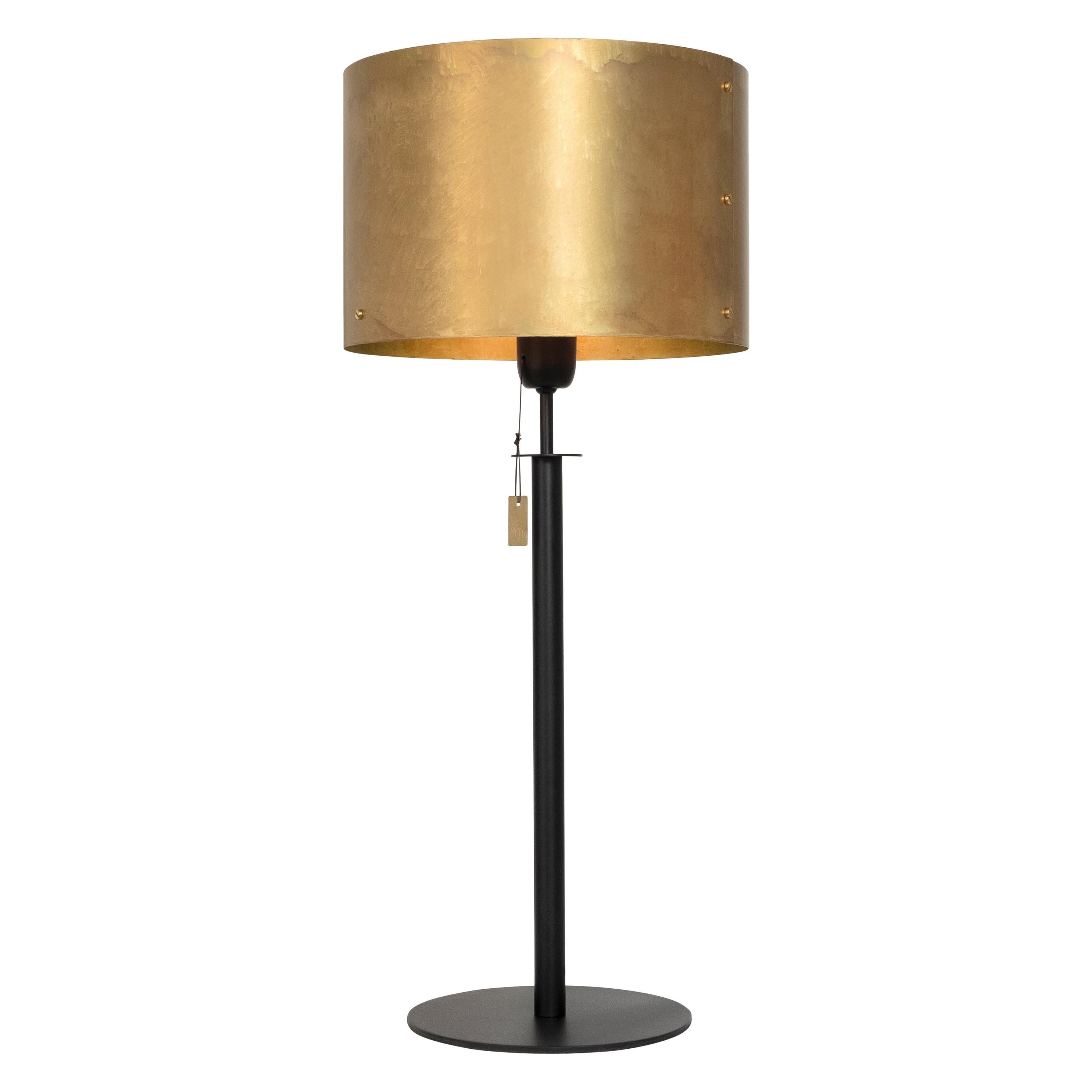 Konsthantverk Svep lampe de bureau en laiton brut noir