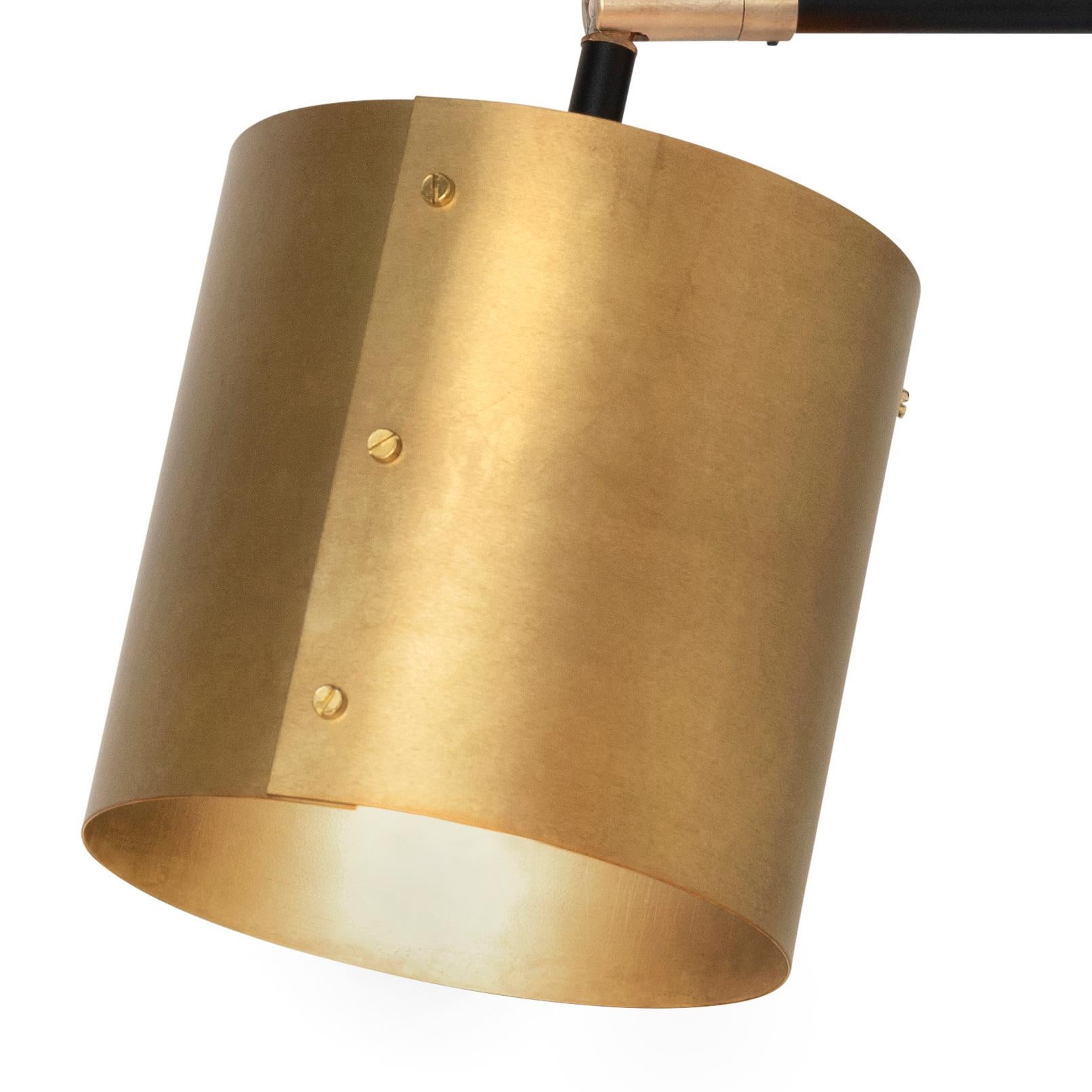 Swedish Konsthantverk Svep Brass Black Wall Lamp For Sale