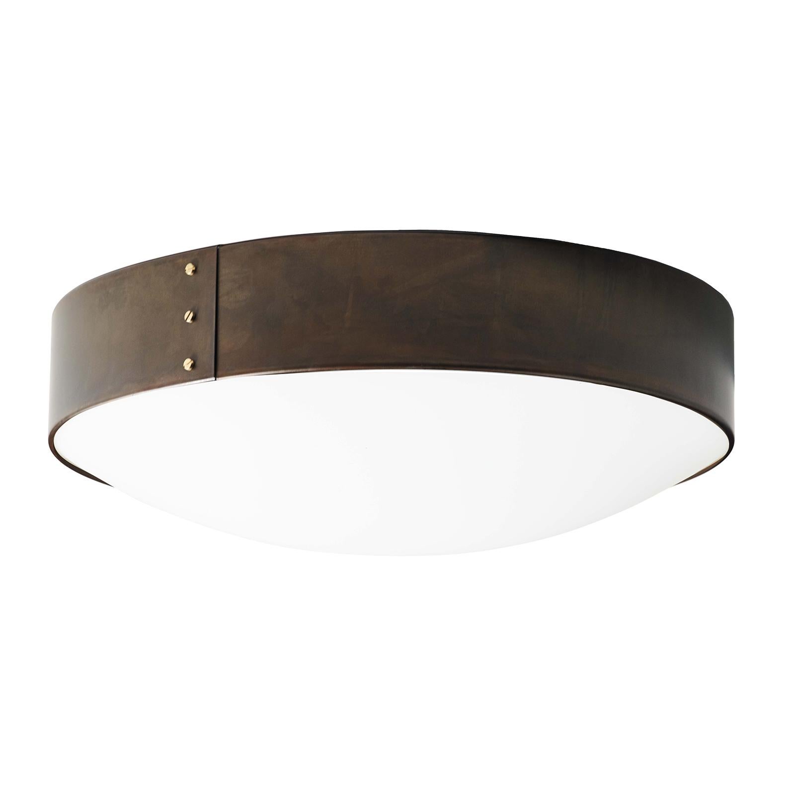 Swedish Konsthantverk Svep Large Iron Oxide Ceiling Lamp For Sale