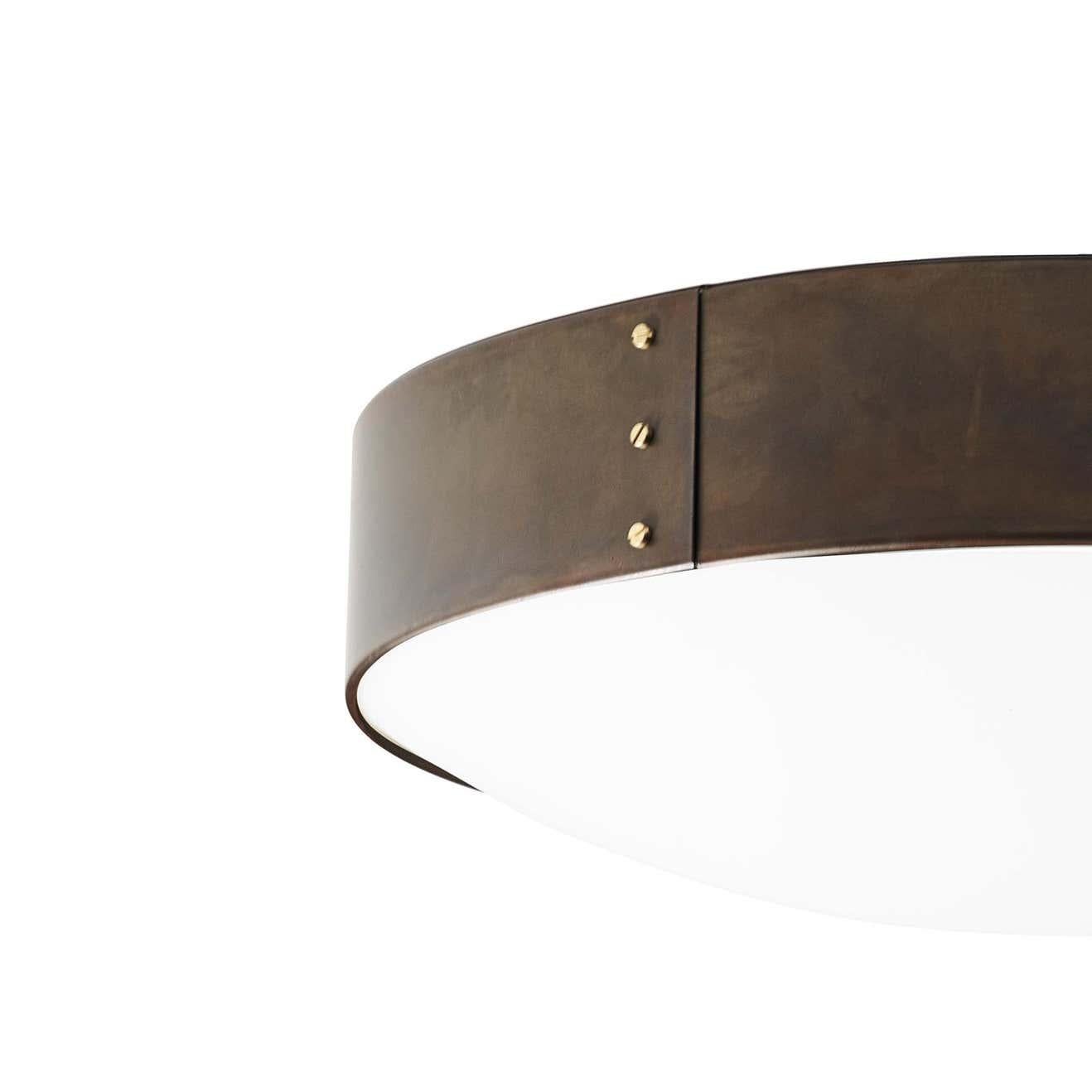 Contemporary Konsthantverk Svep Large Iron Oxide Ceiling Lamp For Sale