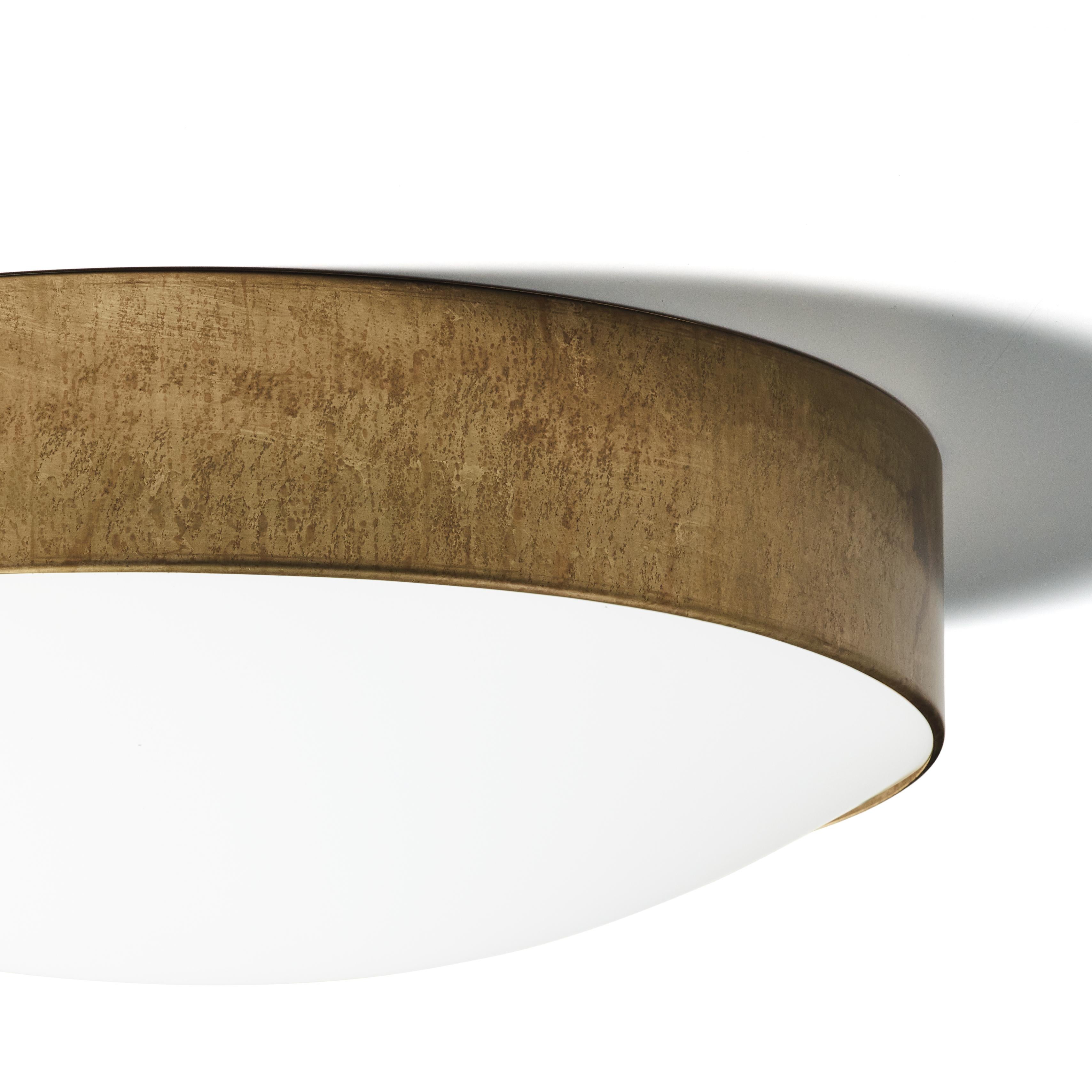 Modern Konsthantverk Svep Small Raw Brass Ceiling Lamp For Sale