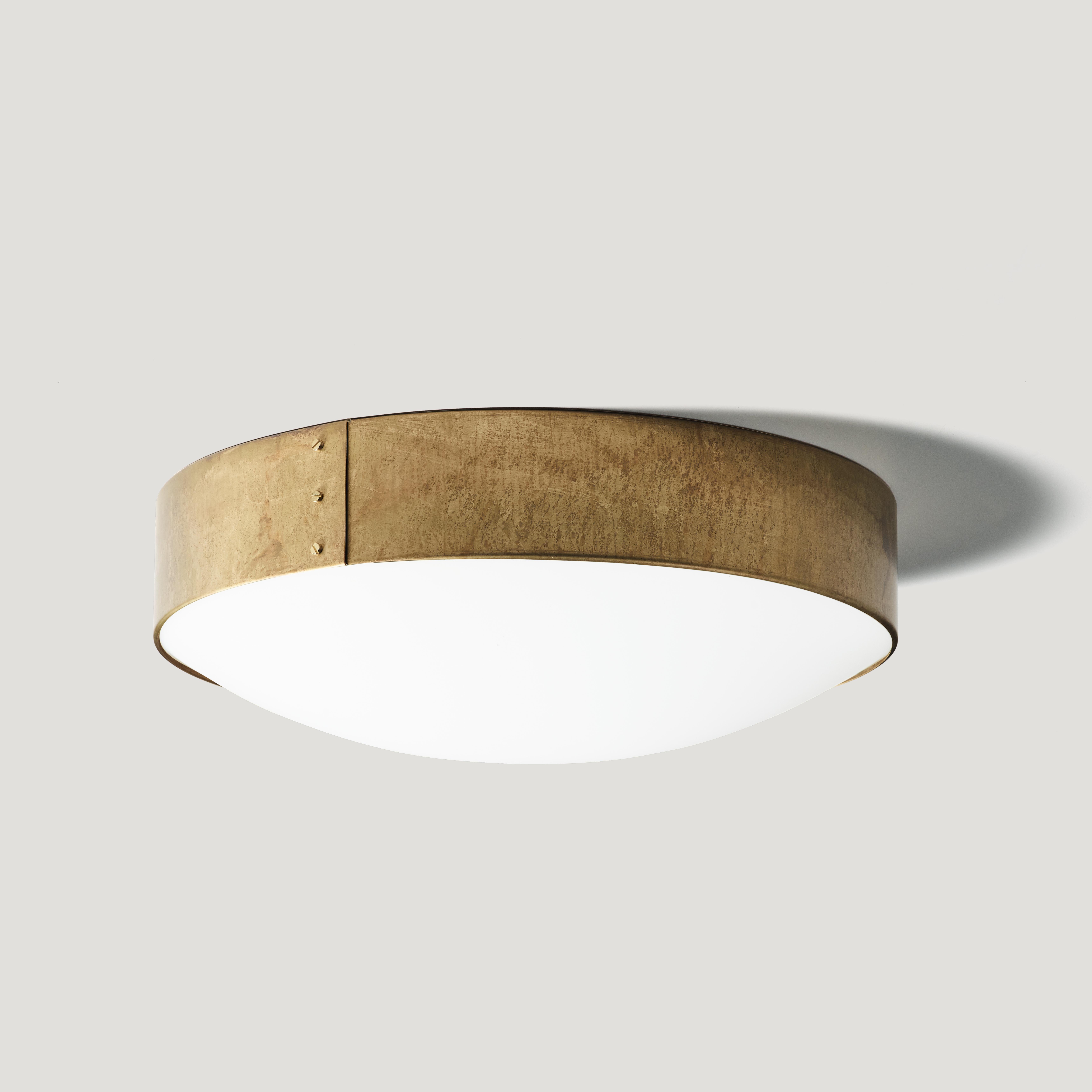 Swedish Konsthantverk Svep Small Raw Brass Ceiling Lamp For Sale