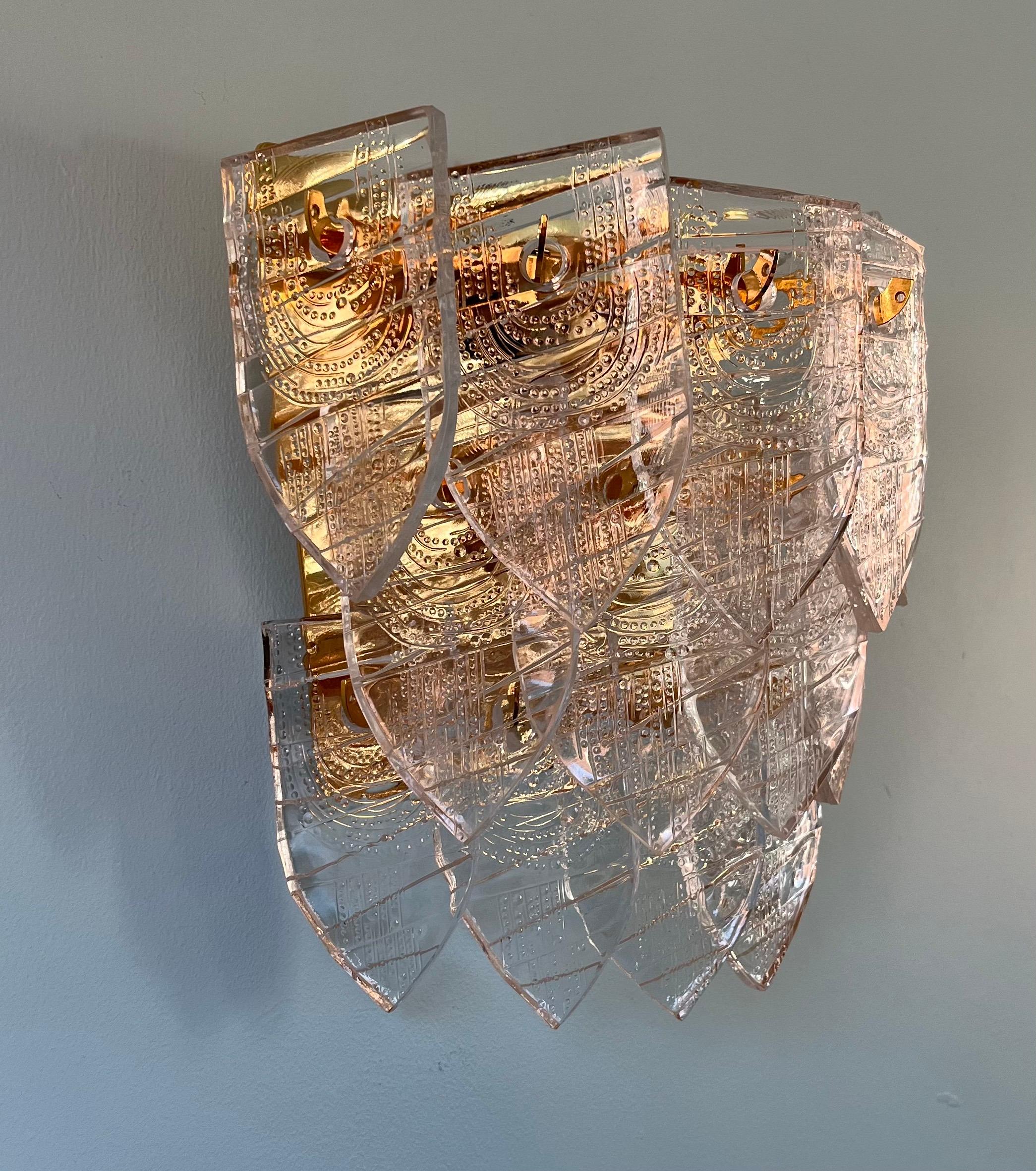Gunnar Cyren, Pressed Crystal Wall Light, 1970 Orrefors Sweden In Good Condition For Sale In Bronx, NY