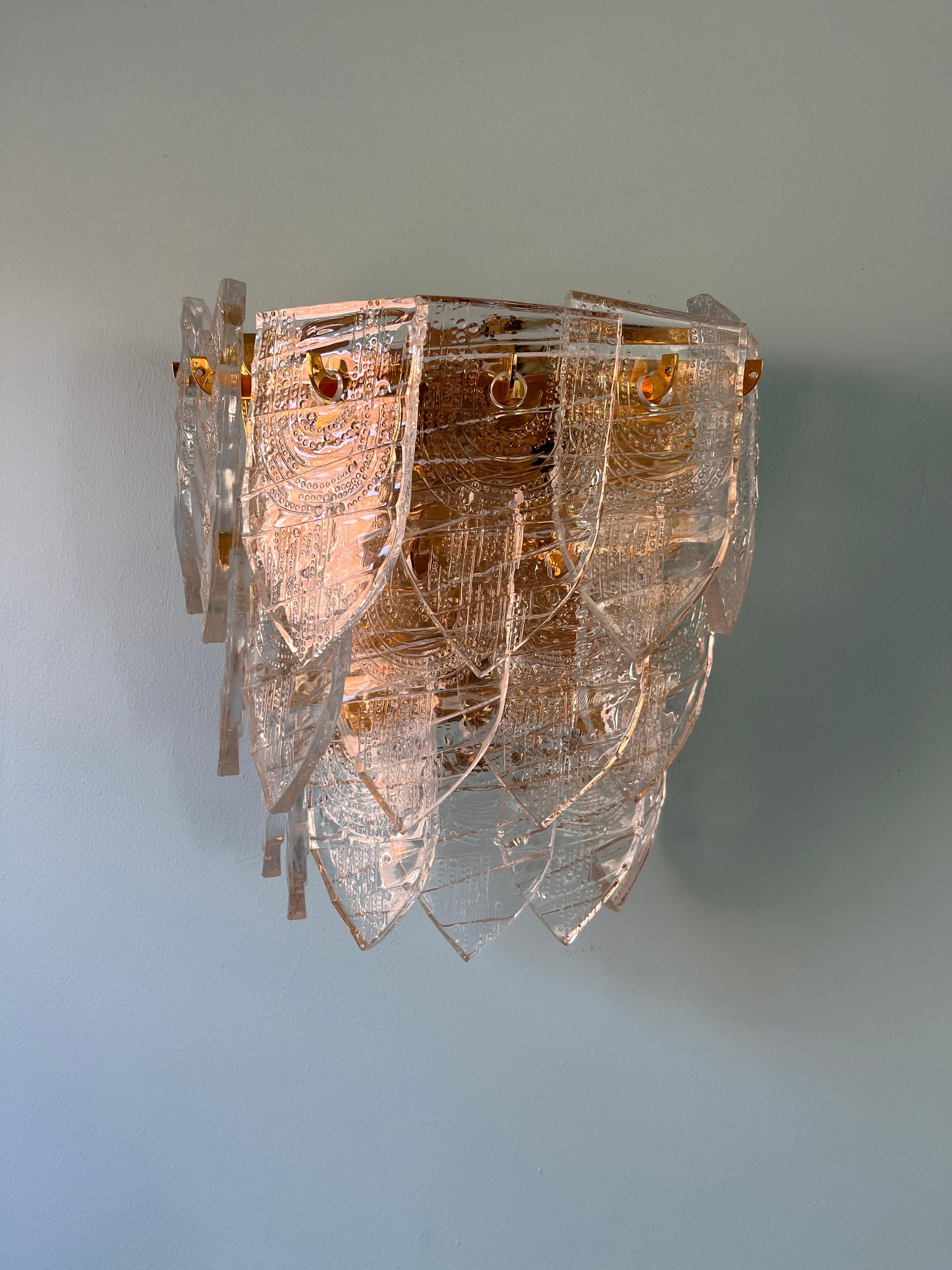 Gunnar Cyren, Pressed Crystal Wall Light, 1970 Orrefors Sweden For Sale 1