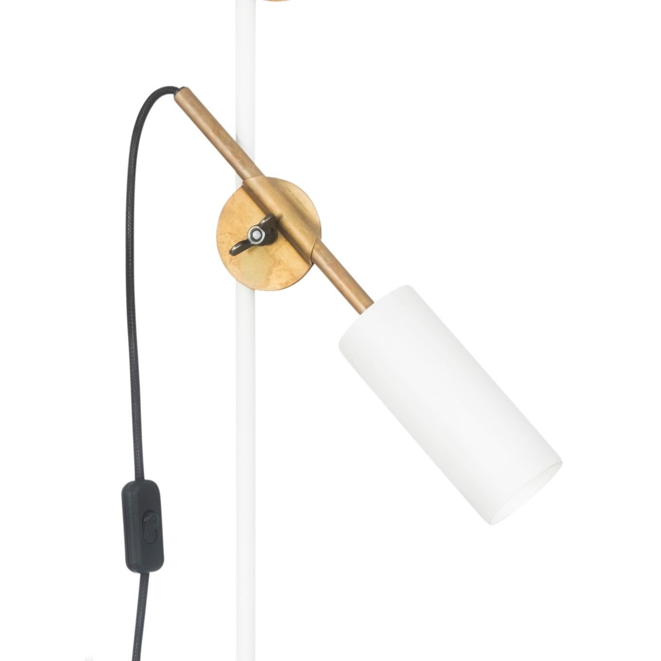 Scandinavian Modern Johan Carpner STAV Two Arms Floor Lamp White Brass by Konsthantverk