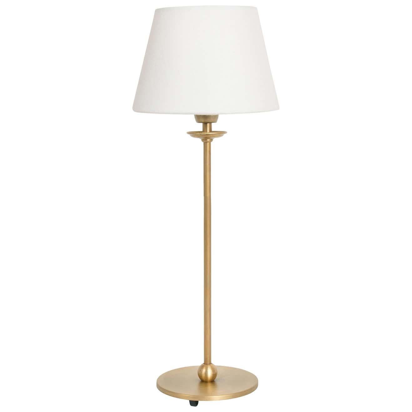 Lamp model Uno medium raw brass table lamp designed by Konsthantverk and manufactured by themselves.

The production of lamps, wall lights and floor lamps are manufactured using craftsman’s techniques with the same materials and techniques as the