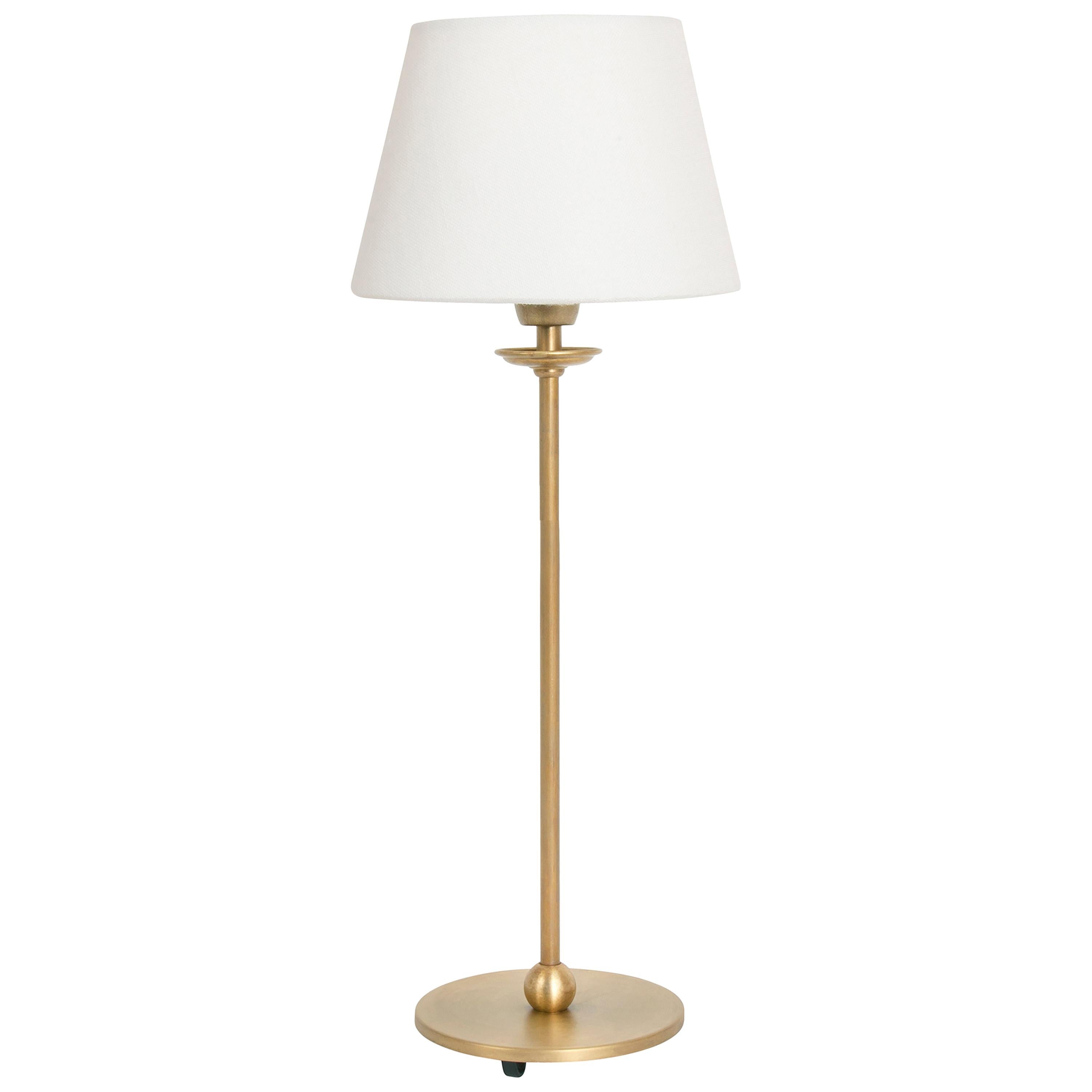 Konsthantverk Uno Small Raw Brass Table Lamp For Sale