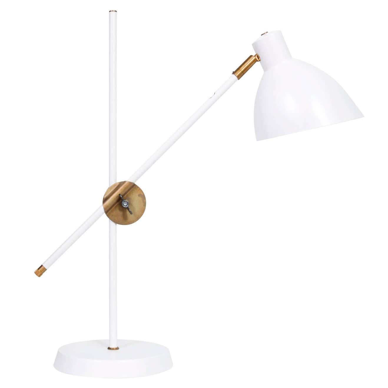 Brass Konsthantverk White Table Lamp KH#1 For Sale