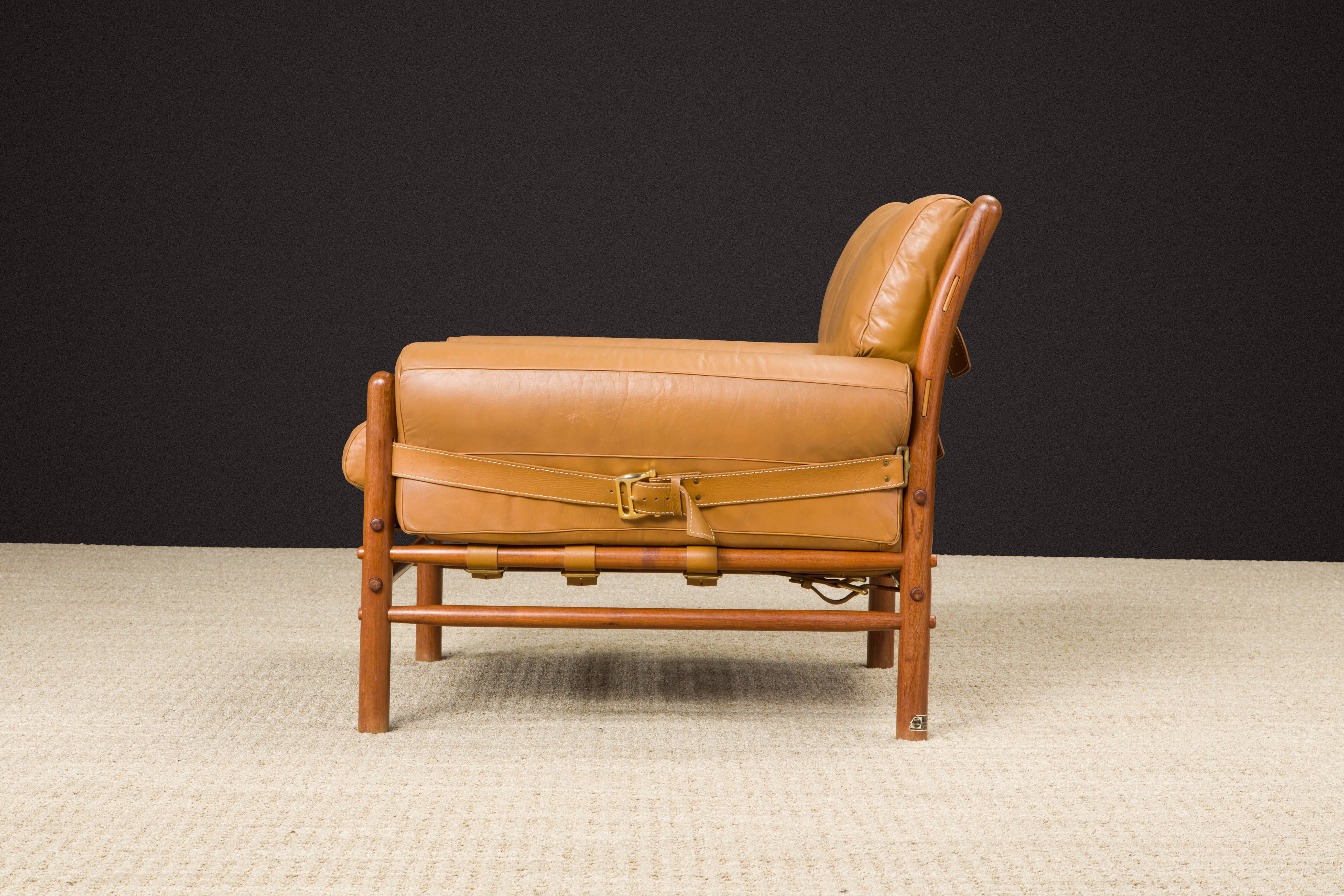 'Kontiki' Leather Safari Lounge Armchair by Arne Norell, 1970s, Signed 1