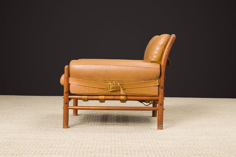 'Kontiki' Leather Safari Lounge Armchair by Arne Norell, 1970s, Signed 3