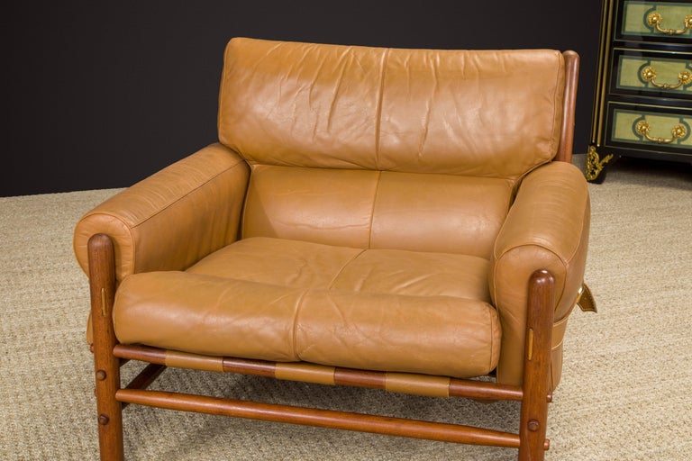 'Kontiki' Leather Safari Lounge Armchair by Arne Norell, 1970s, Signed 5