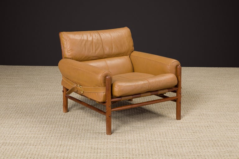 Colombian 'Kontiki' Leather Safari Lounge Armchair by Arne Norell, 1970s, Signed