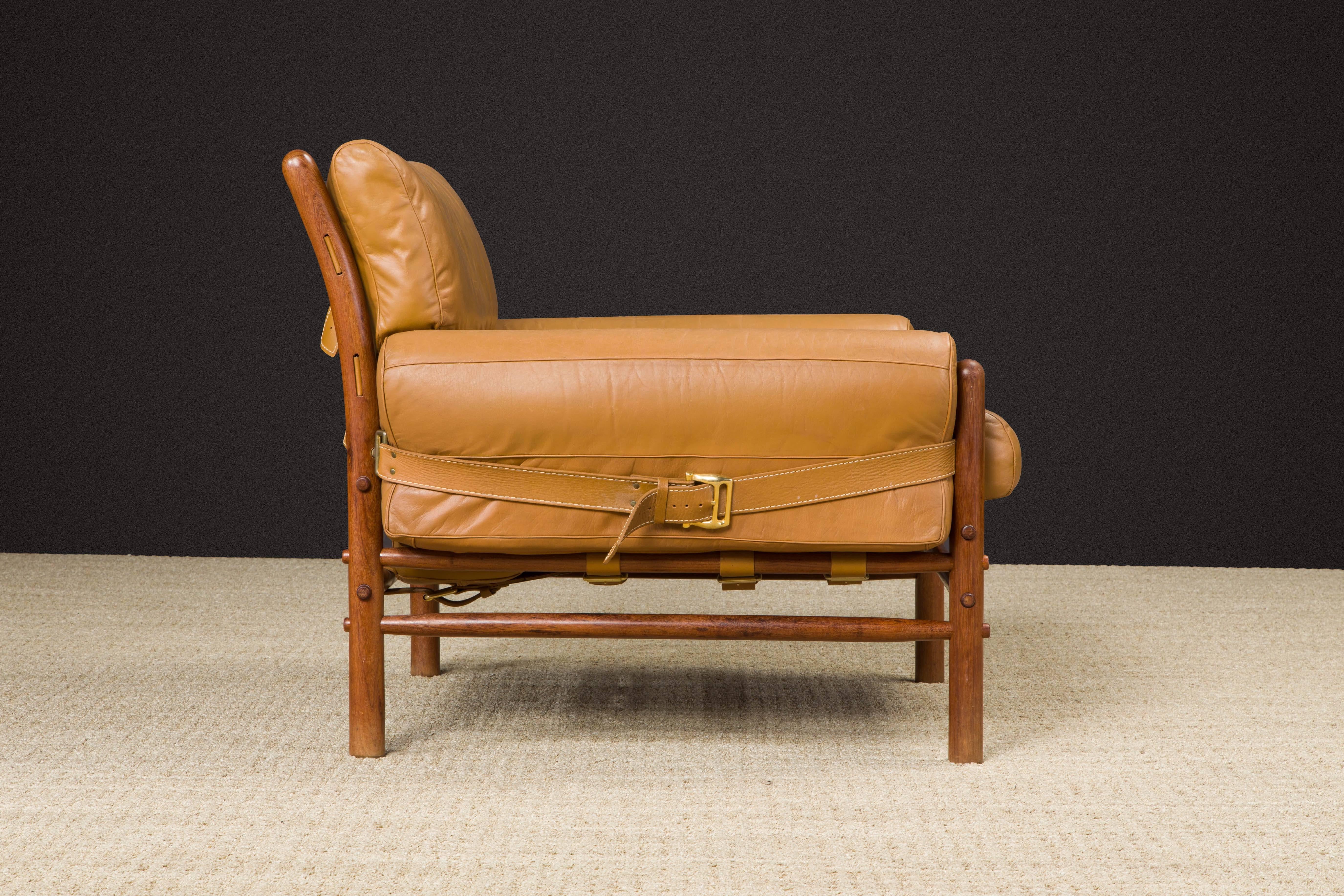 Colombian 'Kontiki' Leather Safari Lounge Armchair by Arne Norell, 1970s, Signed