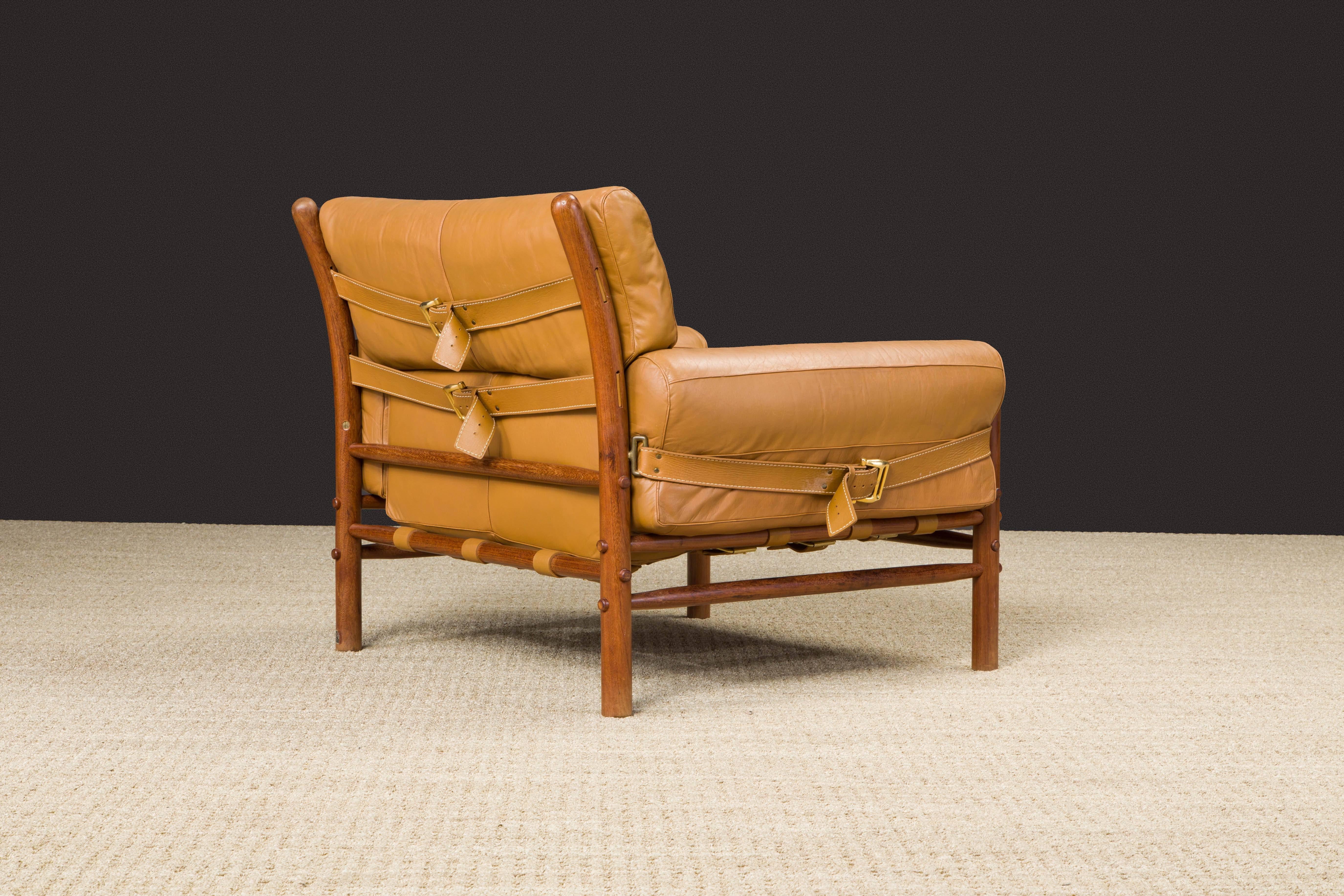 'Kontiki' Leather Safari Lounge Armchair by Arne Norell, 1970s, Signed In Good Condition In Los Angeles, CA