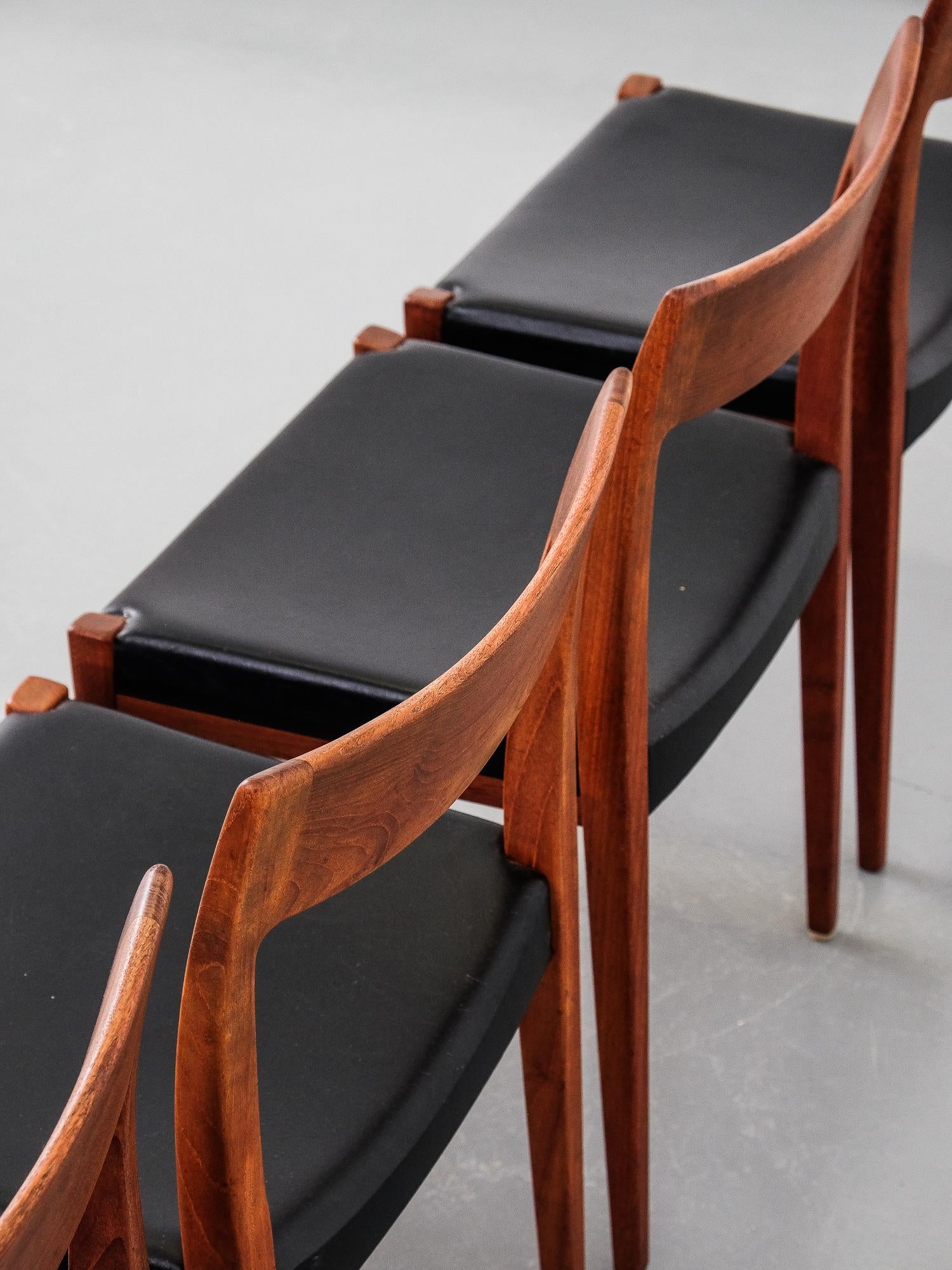 Swedish 'Kontiki' Teak Dining Chairs by Yngve Ekström for Troeds, Set of 4