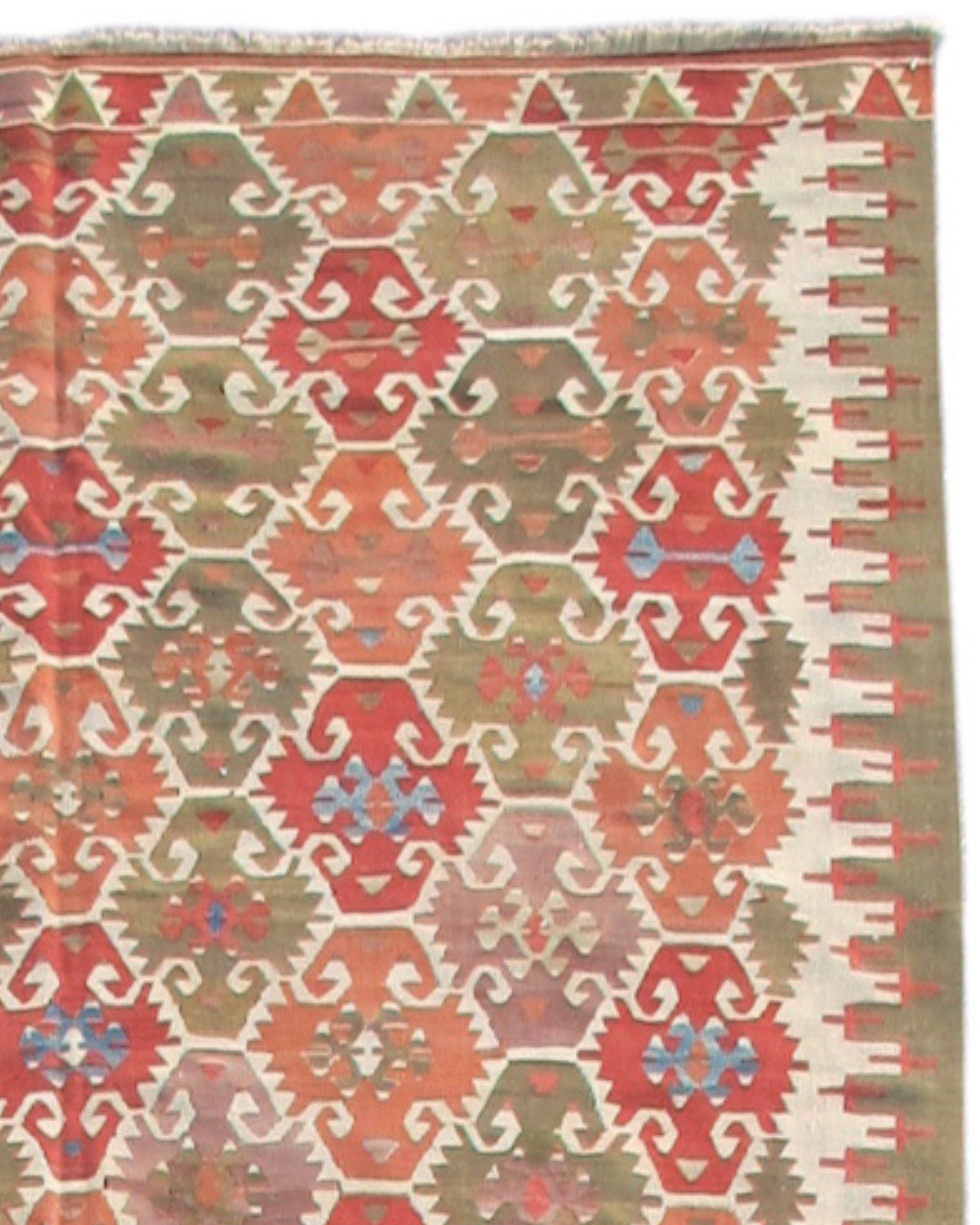 Antique Konya Kilim Rug, 19th Century In Good Condition For Sale In San Francisco, CA