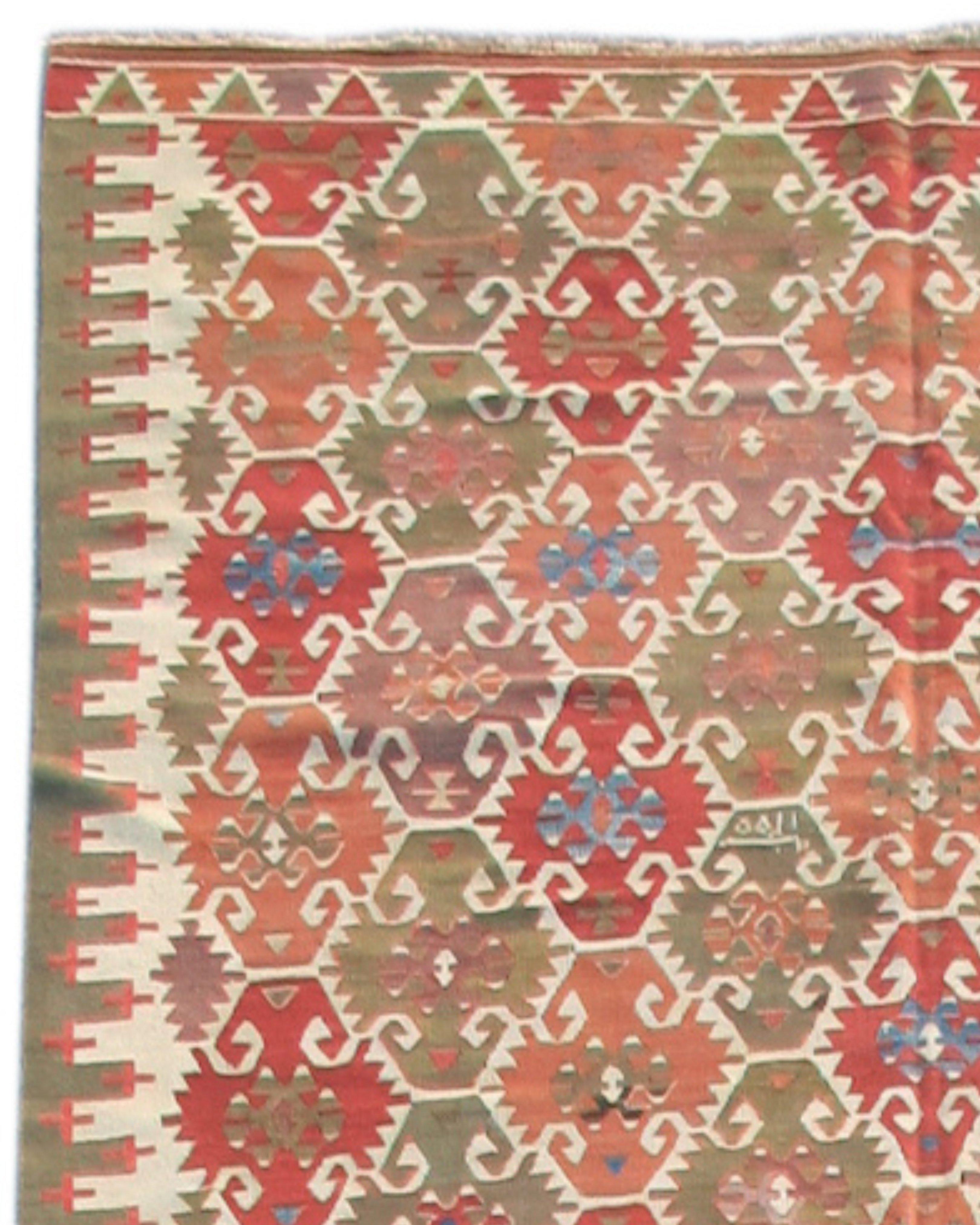 Wool Antique Konya Kilim Rug, 19th Century For Sale