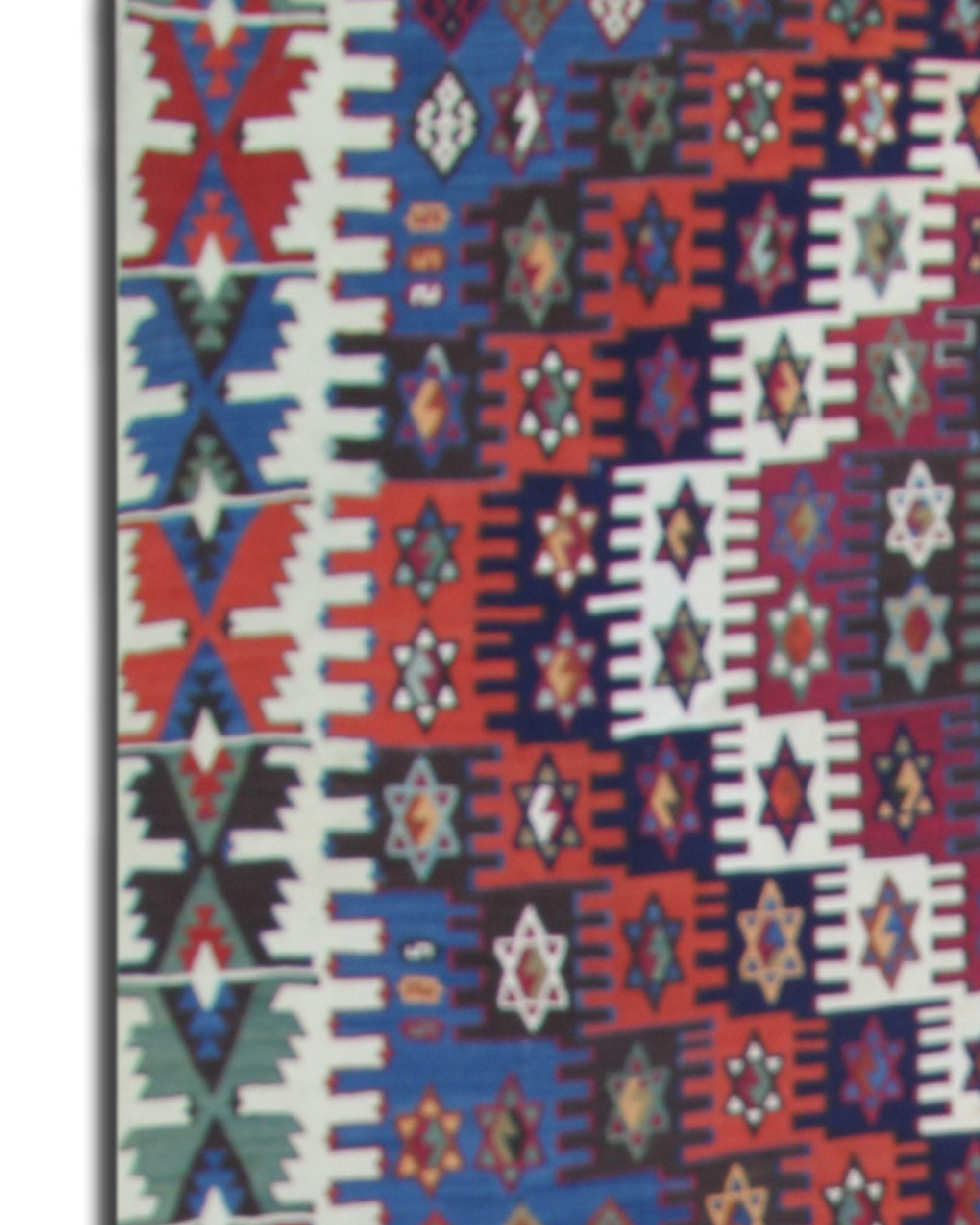 Tintura vegetale Konya Kilim Runner Rug 1930, Tribale Geometrico in lana a trama piatta 350x170cm in vendita