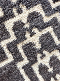 Konya Tülü Turkish Wool Rug 3' x 4', Ivory and Dark Brown Earth Tones, c. 1950