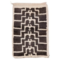 Konya Tülü Turkish Wool Rug 3' x 4', Ivory and Dark Brown Earth Tones, c. 1950