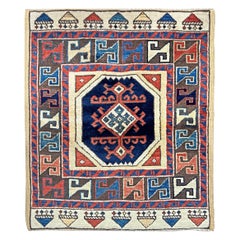 Mini tappeto turco Konya - Tappeto di lana fatto a mano - Tappeto quadrato 3x3 per spargimenti e accenti