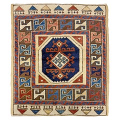 Konya Turkish Mini Rug • Handmade Wool Carpet • 3x3 Square Scatter / Accent Rug