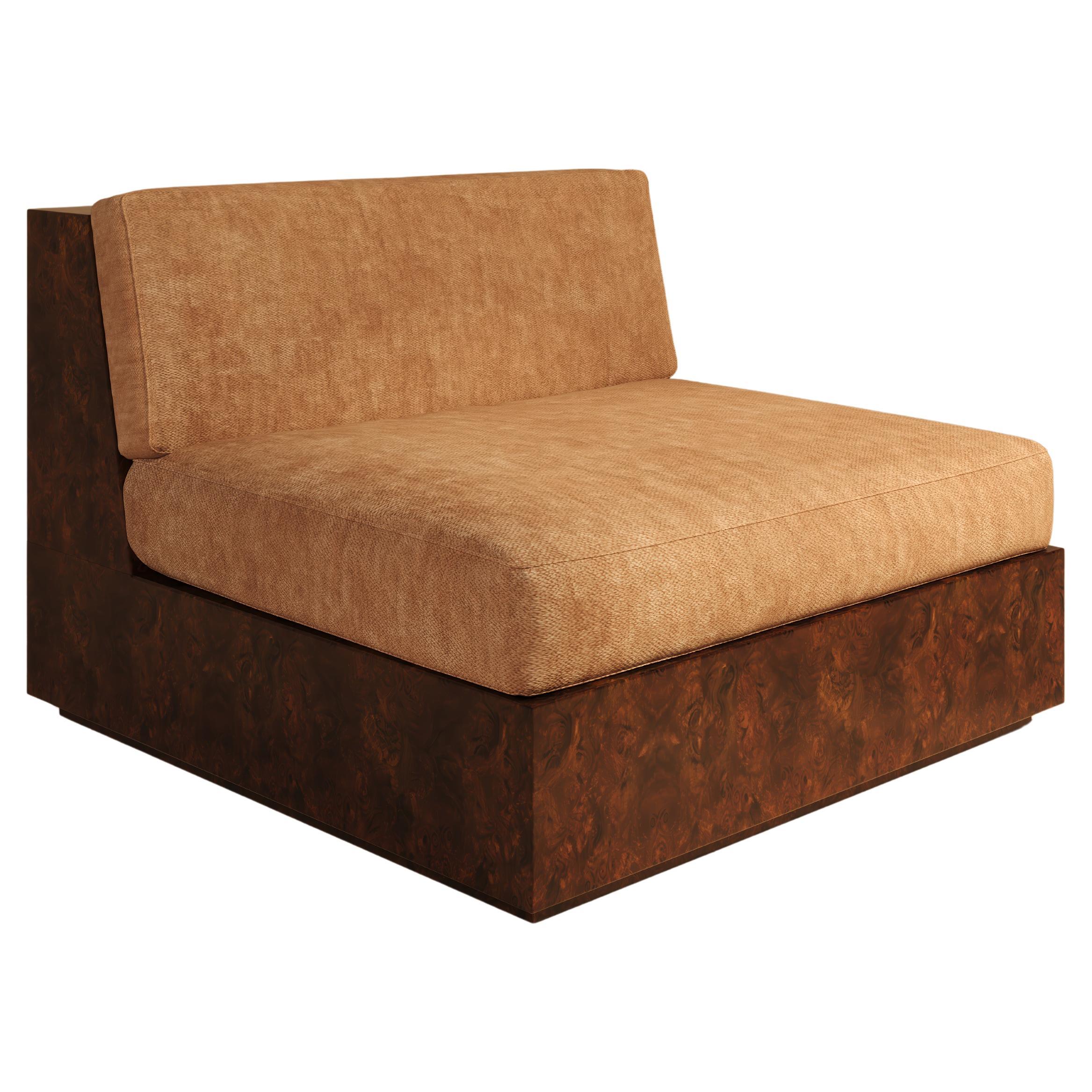 Koohdasht I Modular Sofa – Glossy Burl Wood with Upholstered in DEDAR For Sale