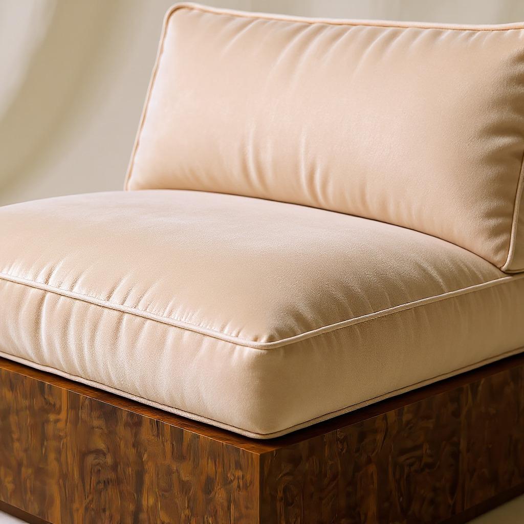 Persian Koohdasht I Modular Sofa – Sculptural Walnut Base with Upholstered Cube in Dedar For Sale