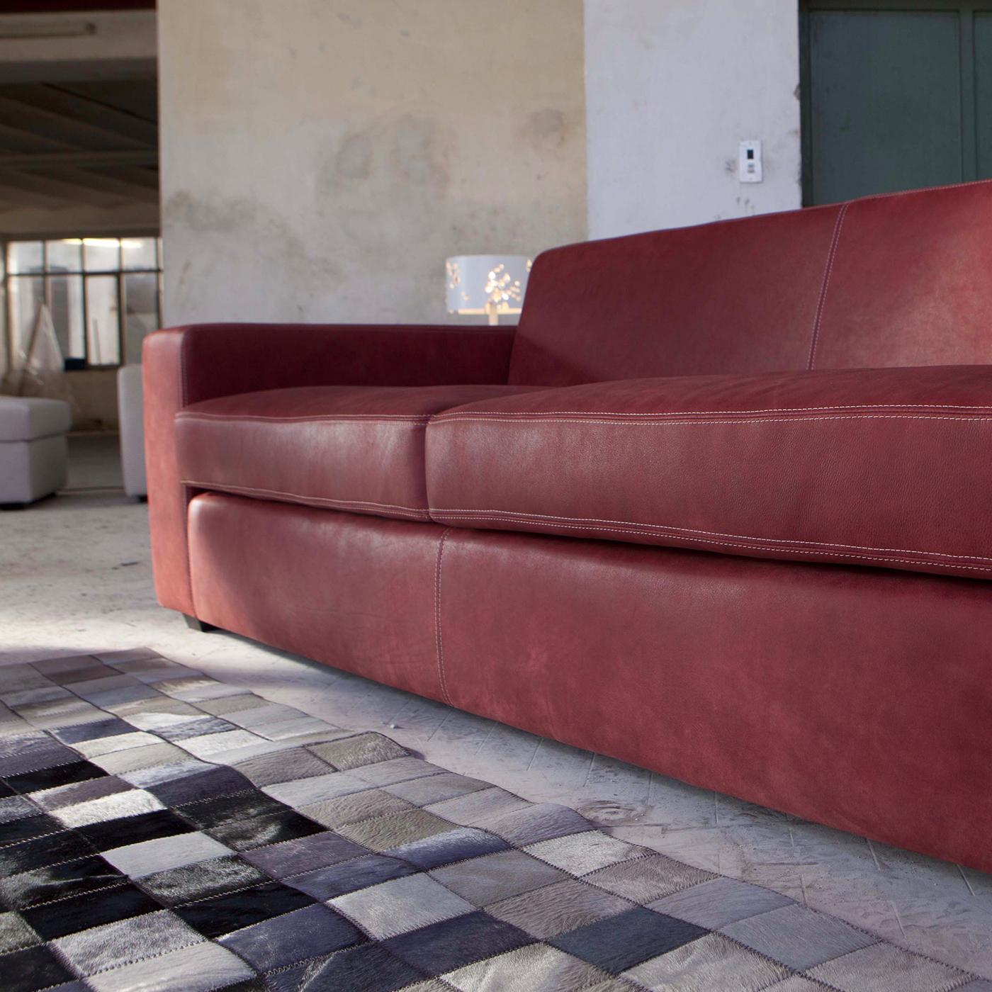 brick color sofa