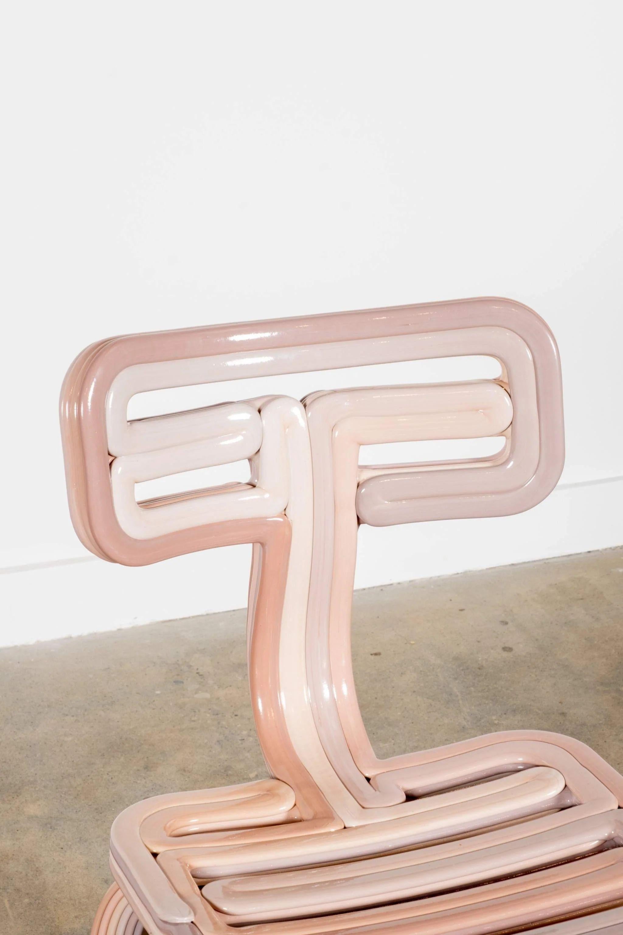 Acciaio Sedia Kooij Chubby in rosa ceramica di Dirk van der Kooij in vendita