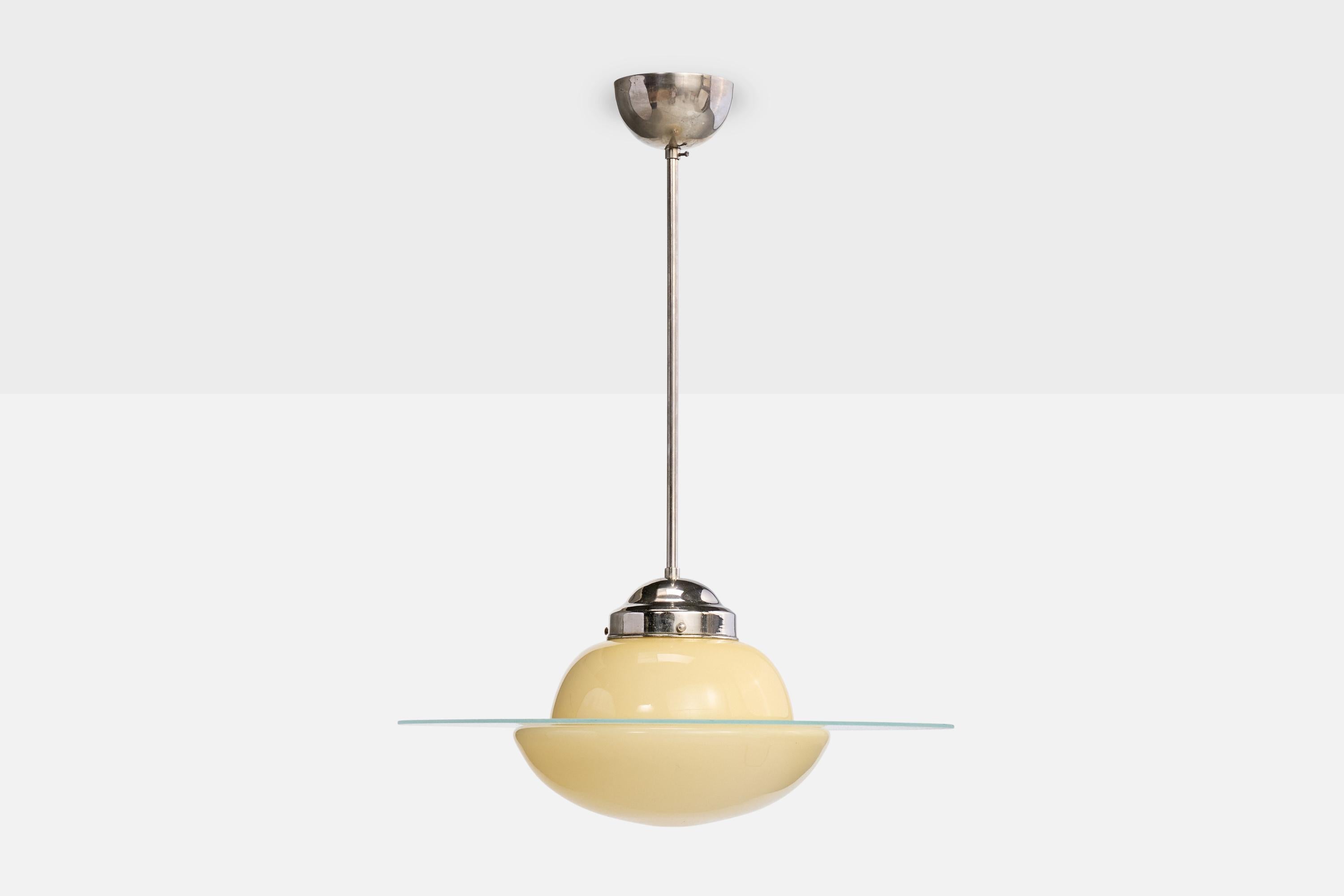 Kooperativa Förbundet, Lámpara colgante, Cristal, Níquel, Suecia, Década de 1940 Escandinavo moderno en venta