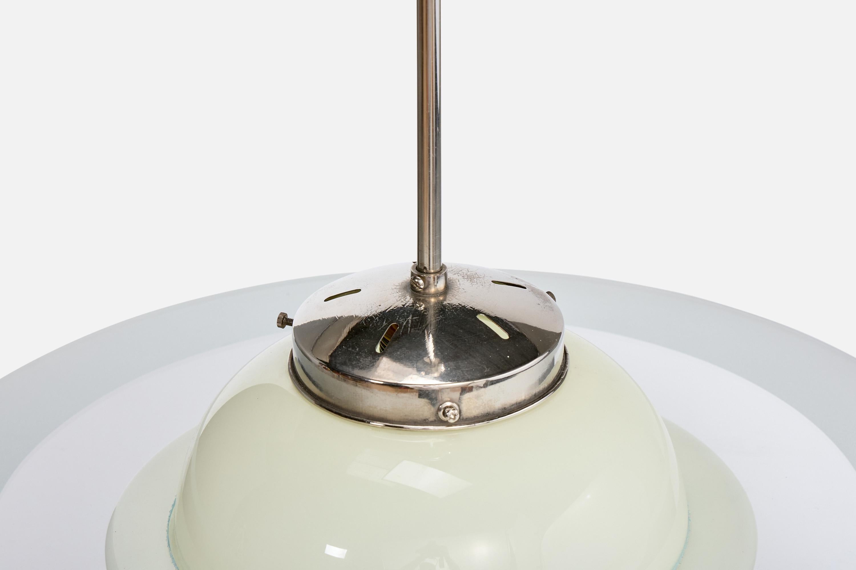 Vetro Kooperativa Förbundet, Lampada a sospensione, vetro, nichel, Svezia, anni '40 in vendita