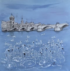 Flock - Charles Bridge (Prague), Painting, Acrylic on Canvas