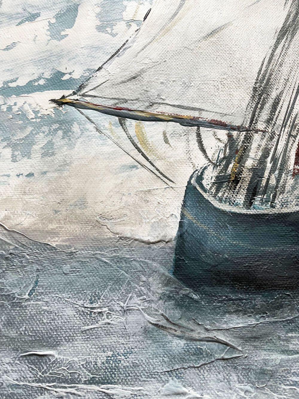 Morgenster Tall Ship - Marine Art 145X80cm, Painting, Acrylic on CanvasMorgenste For Sale 3