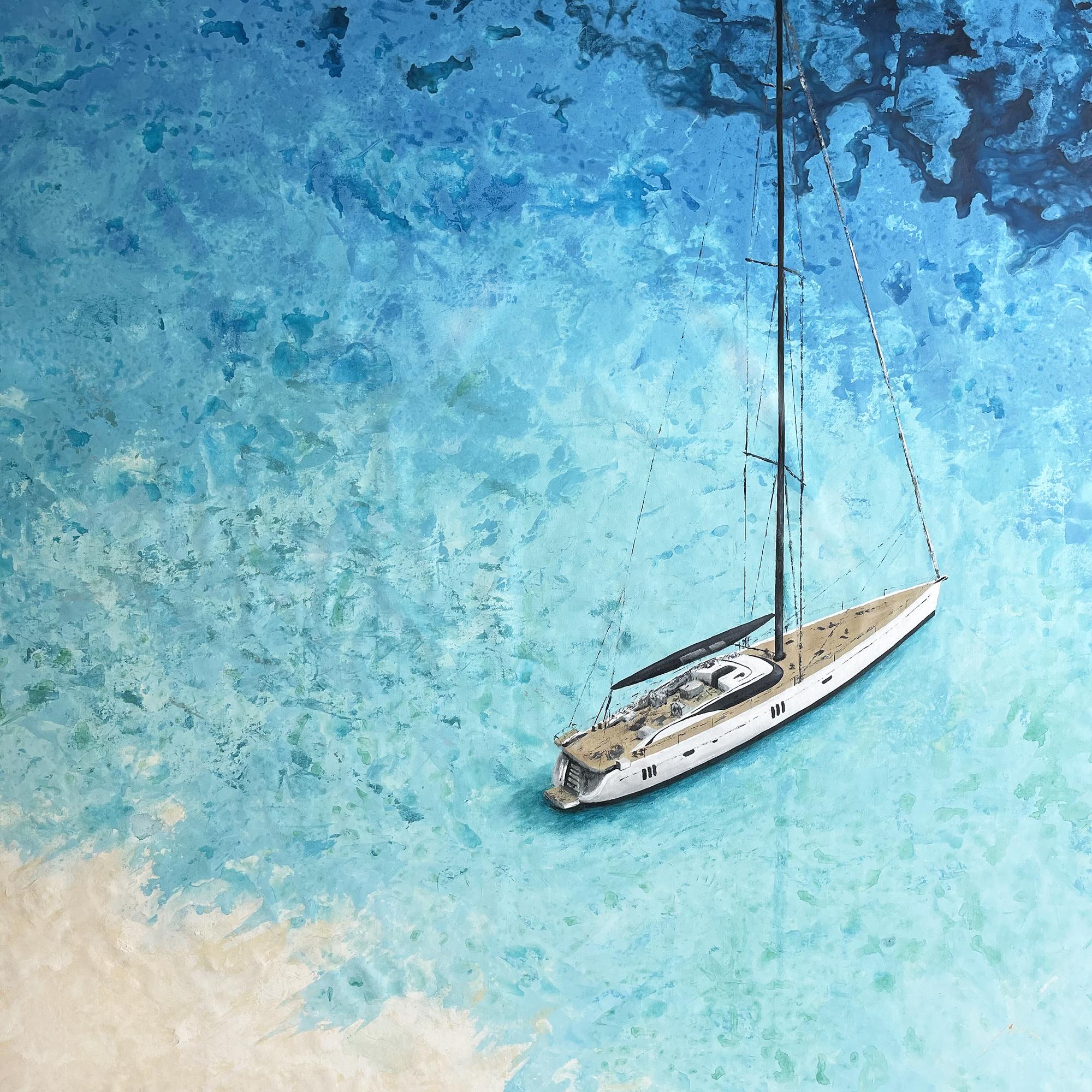 Oyster 745 - Luxury Yacht - Peinture grand format, peinture, acrylique sur toile - Painting de Koorosh Nejad