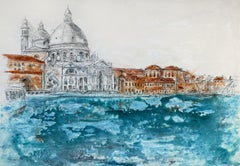 Venice - Impressionist, Mixed Watercolour - 100x70, Painting, Acrylic on Canvas